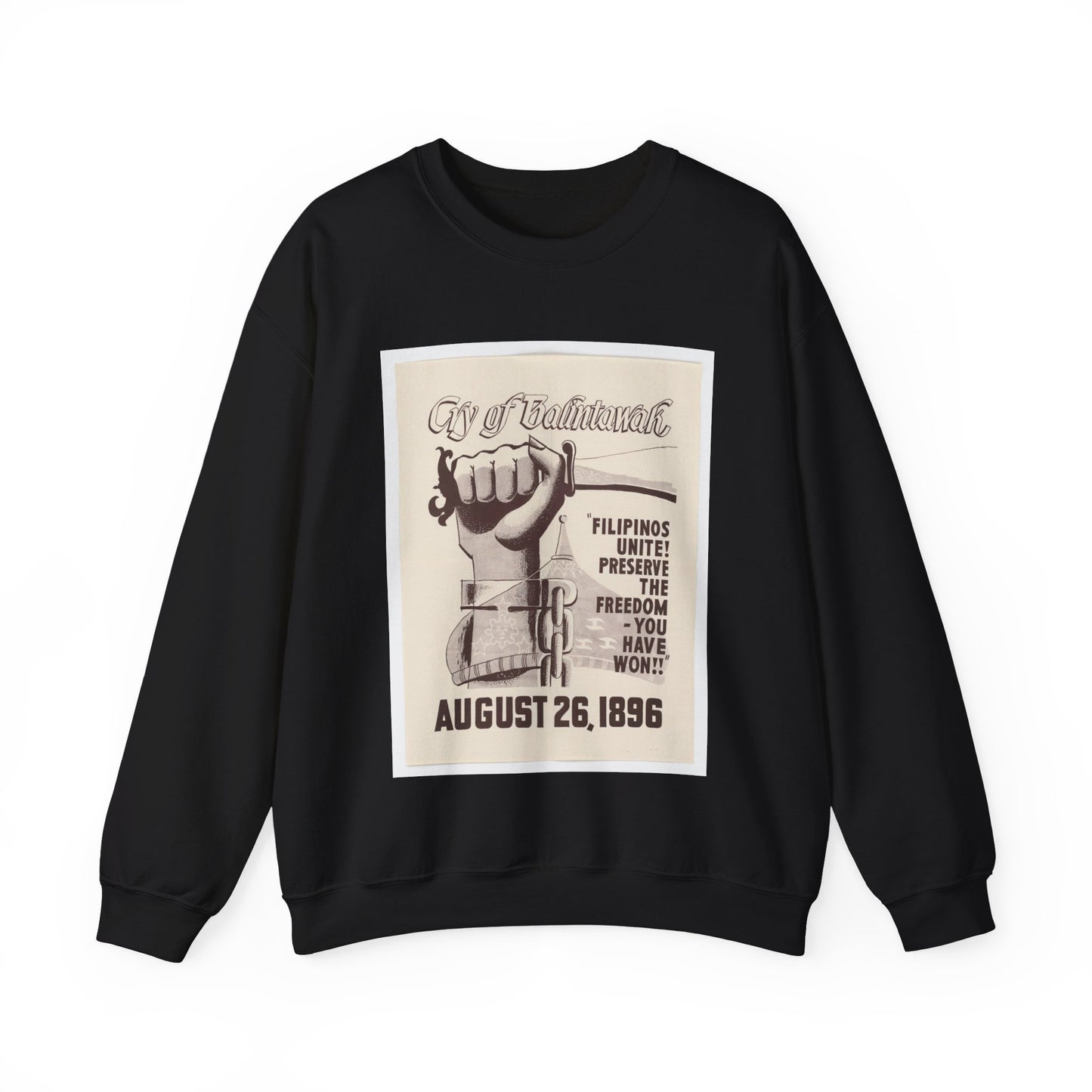 Cry of Balintawak - Drawing. Public domain image. Black Heavy Blend Adult Crew Neck SweatShirt