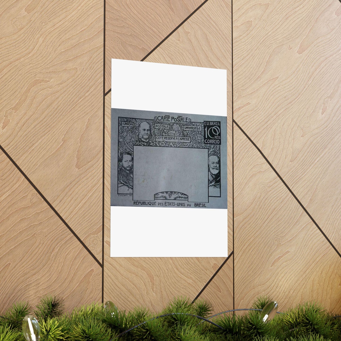 EliseuVisconti-D857-Bilhete postal para o exterior – A Evolução Histórica do Brasil – Projeto para bilhete postal integrante da coleção vencedora do Concurso dos Correios de 1904 High Quality Matte Wall Art Poster for Home, Office, Classroom