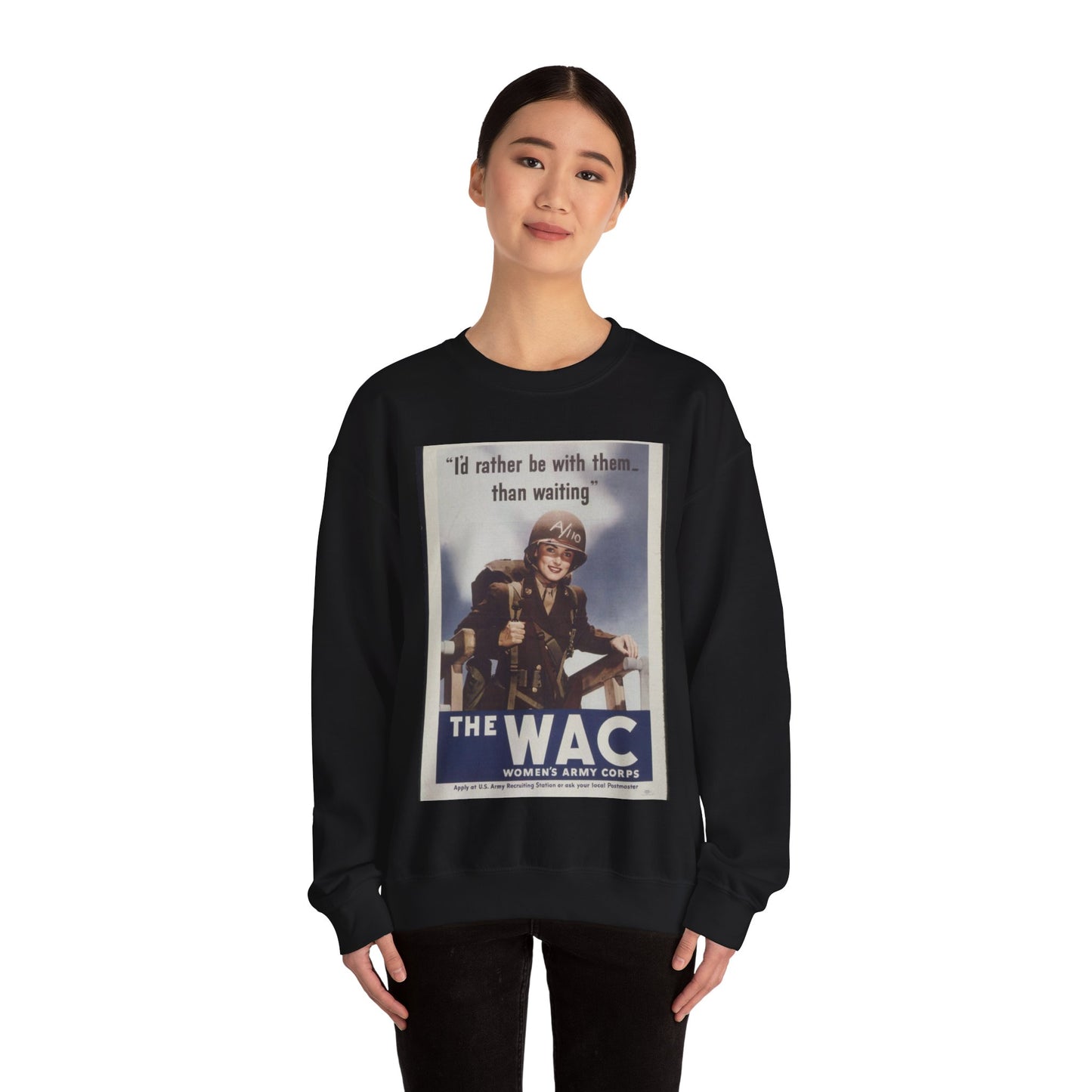 "I'd Rather Be With Them - Than Waiting" - NARA - 513677 Black Heavy Blend Adult Crew Neck SweatShirt