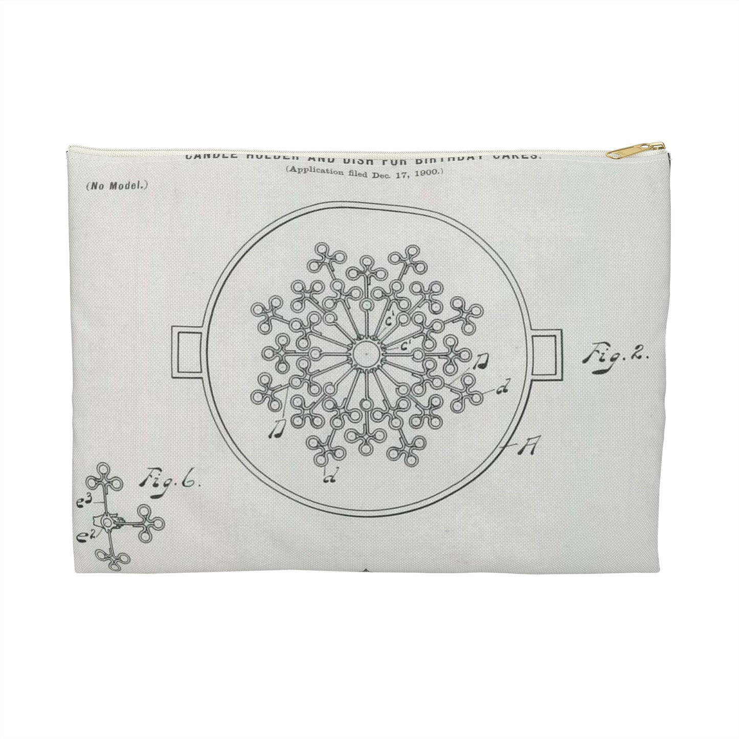 Patent drawing - for J. A. Earl's Candle Holder and Dish for Birthday Cakes Public domain image Large Organizer Pouch with Black Zipper