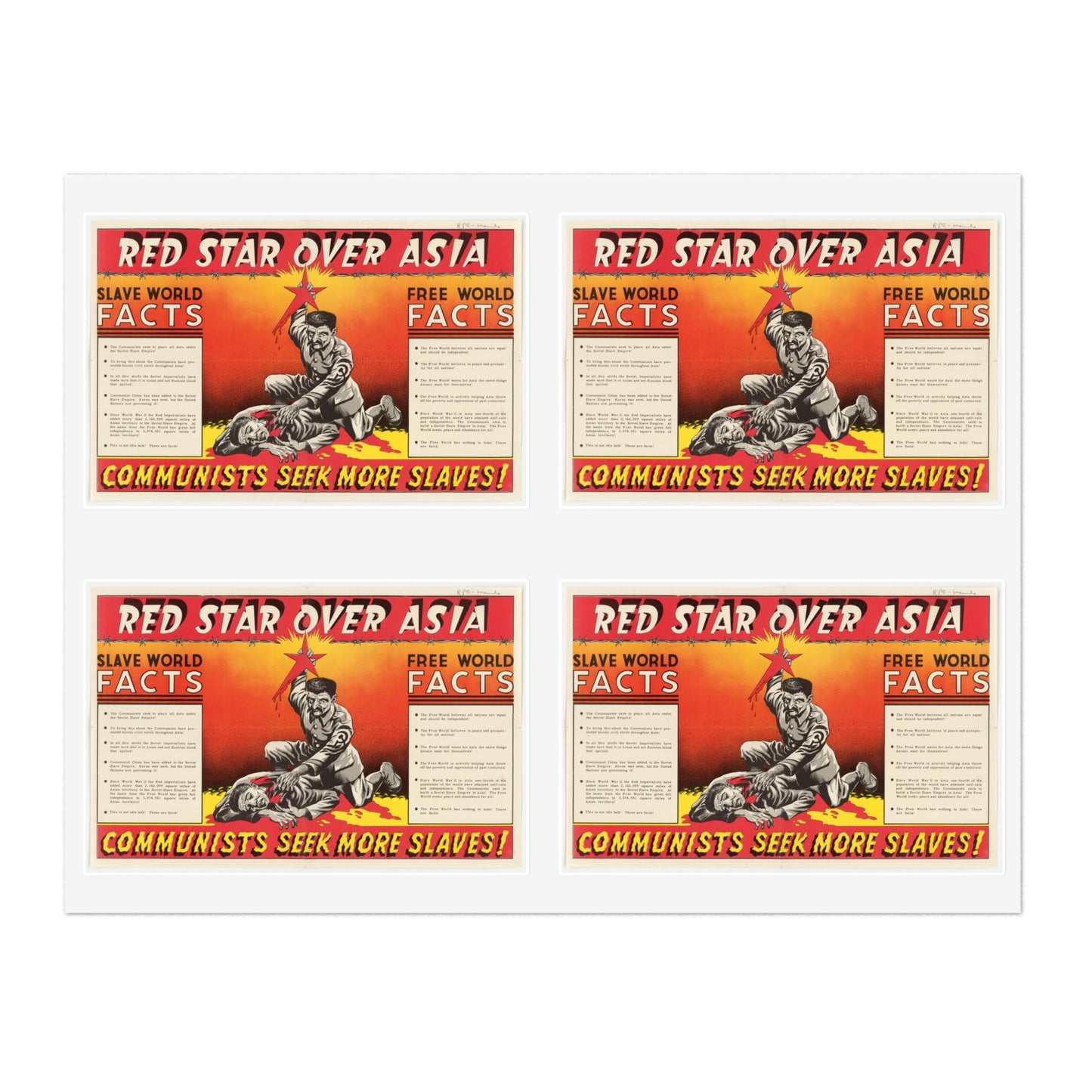 Red Star Over Asia PO-24-E, United States information service propaganda Laminated UV Protective Vinyl Stickers
