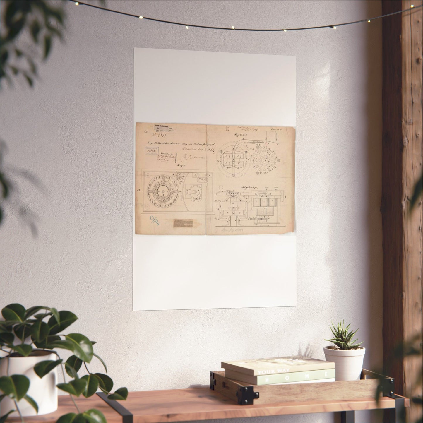Patent drawing - Drawing of Improvements in Magneto-electric Telegraphs Public domain image High Quality Matte Wall Art Poster for Home, Office, Classroom