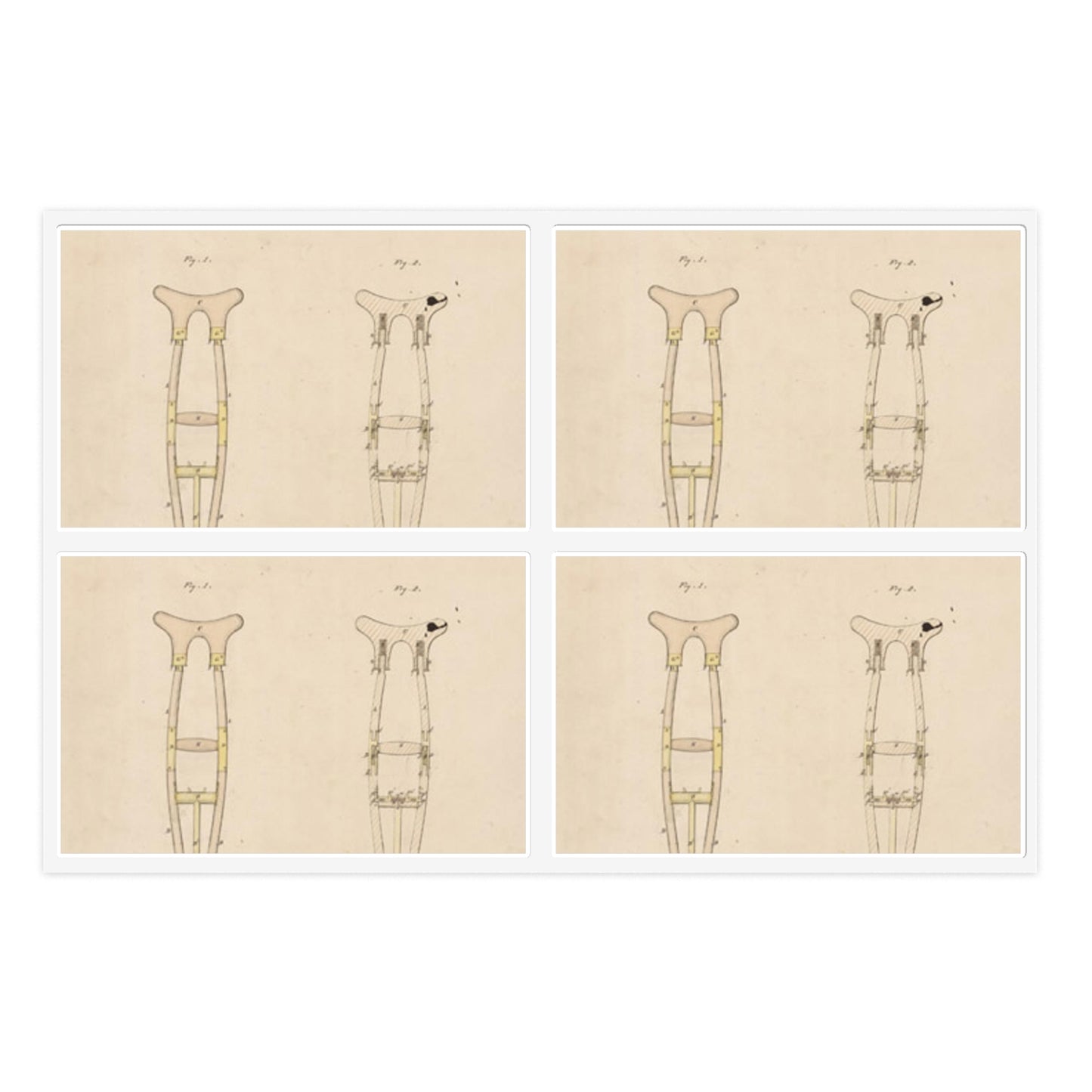 Patent drawing - Drawing of Crutch Public domain image Laminated UV Protective Vinyl Stickers