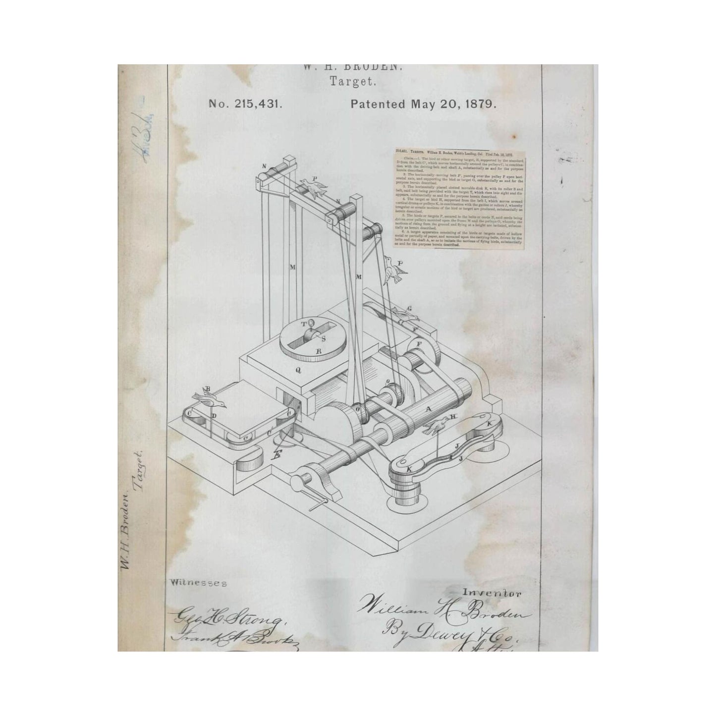Patent drawing - for W. H. Broden's Target Public domain image High Quality Matte Wall Art Poster for Home, Office, Classroom