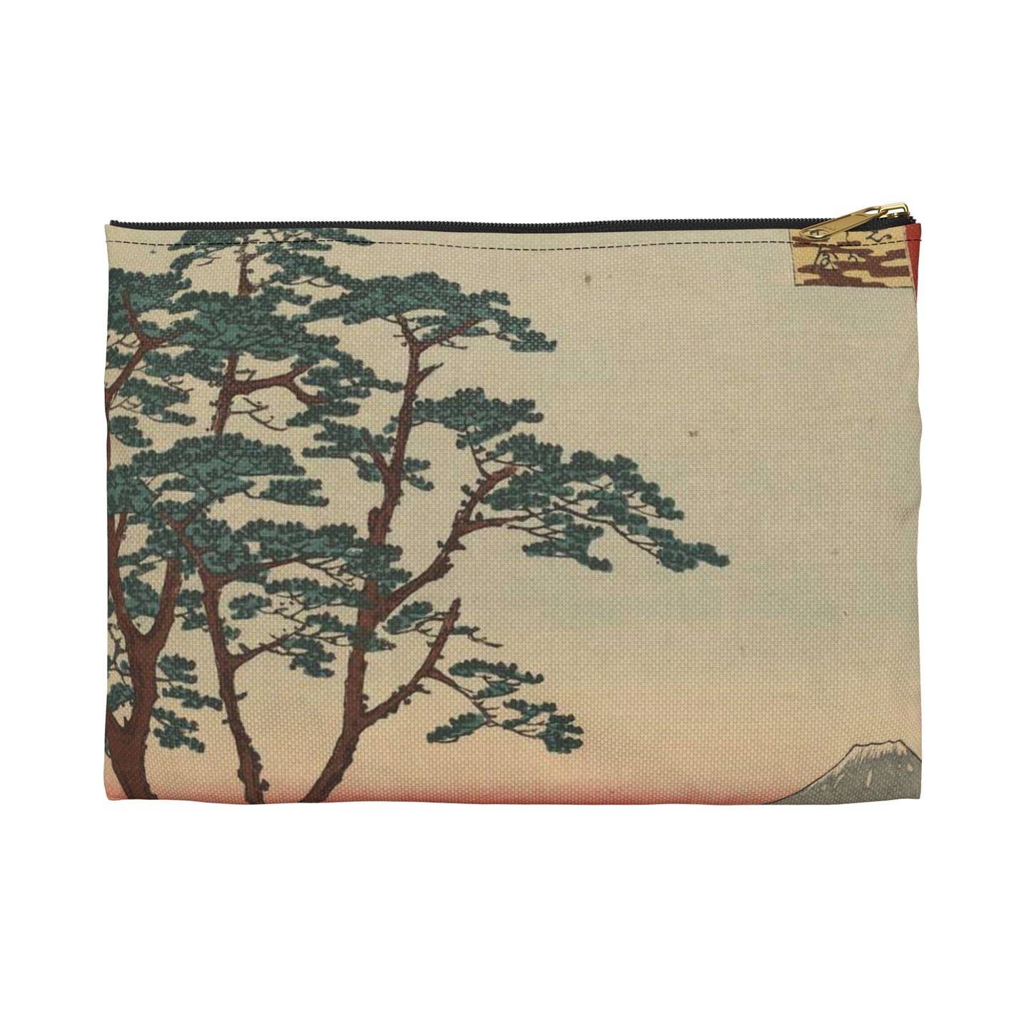 Gajō icchō, Ando Hiroshige - Public domain portrait drawing Large Organizer Pouch with Black Zipper