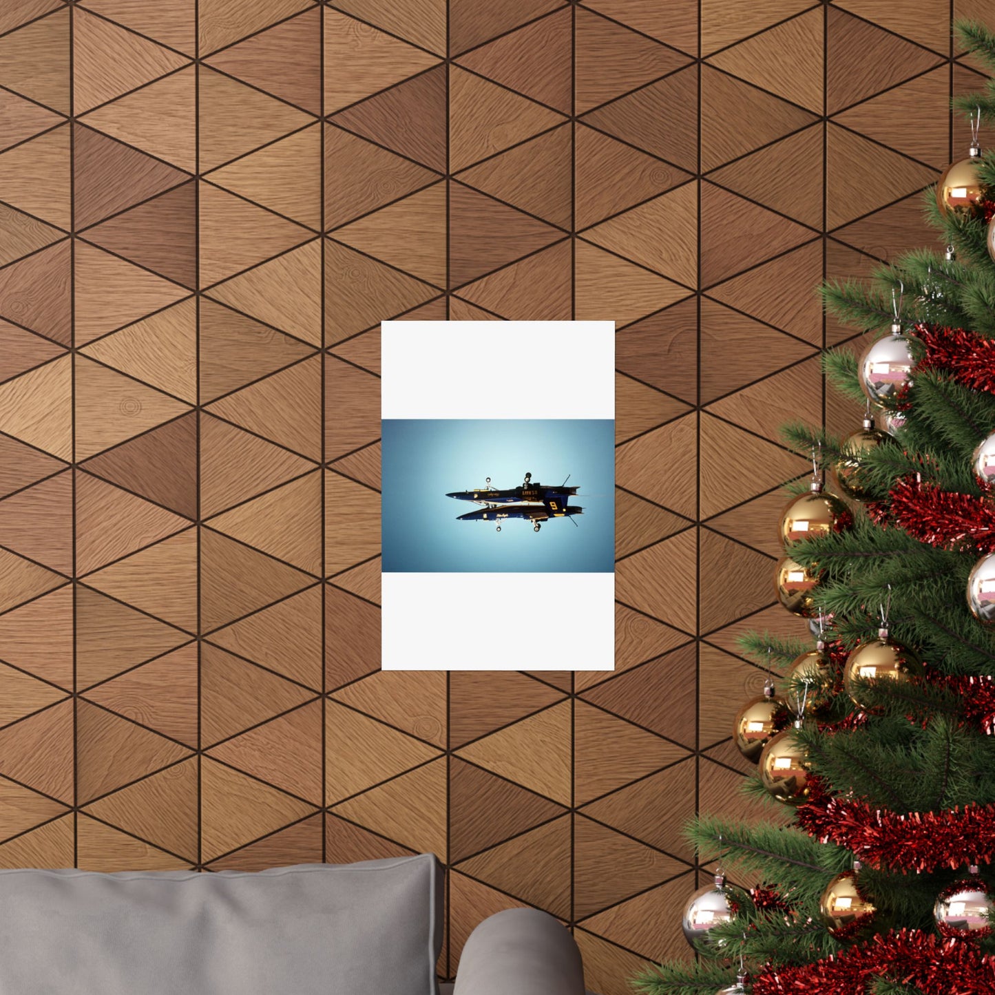 Two F/A-18A Hornet aircraft of the Blue Angels Flight Demonstration Squadron execute the Fortus maneuver during an air show High Quality Matte Wall Art Poster for Home, Office, Classroom