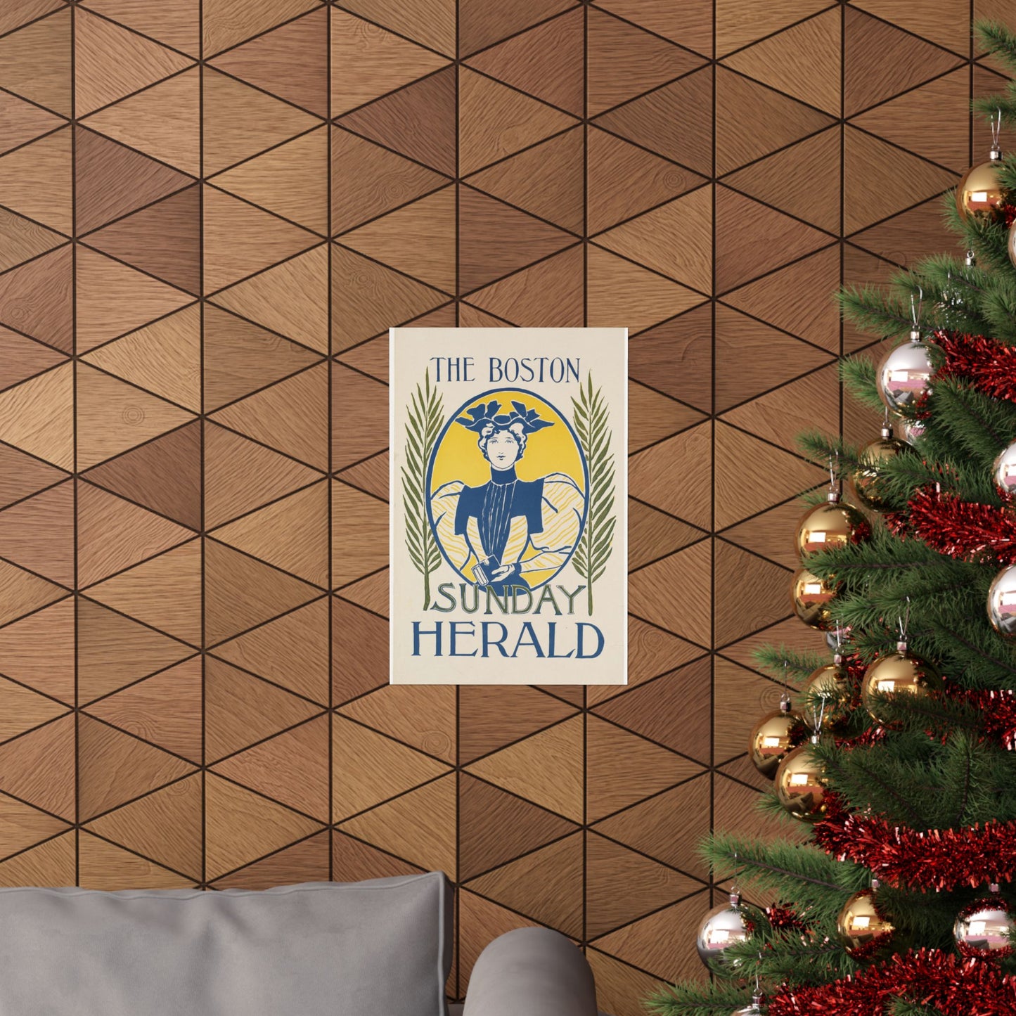 The Boston Sunday herald, Art Nouveau Poster High Quality Matte Wall Art Poster for Home, Office, Classroom