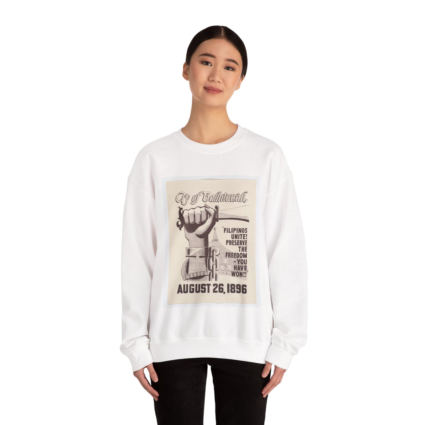 Cry of Balintawak - Drawing. Public domain image. White Heavy Blend Adult Crew Neck SweatShirt