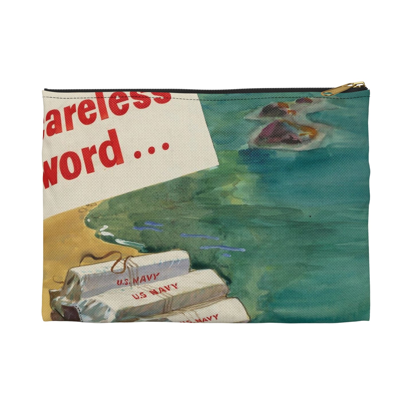 A Careless Word... Another Loss Large Organizer Pouch with Black Zipper