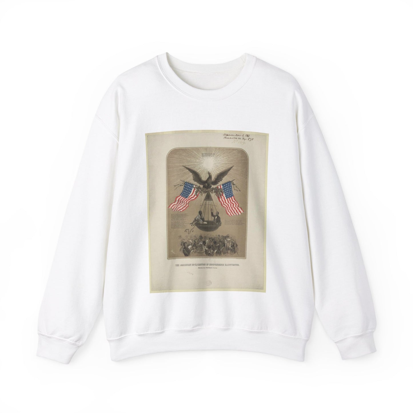 The American Declaration of Independence illustrated / Fabronious ; designed by R. Thayer ; L. Prang & Co. Lith., Boston. White Heavy Blend Adult Crew Neck SweatShirt