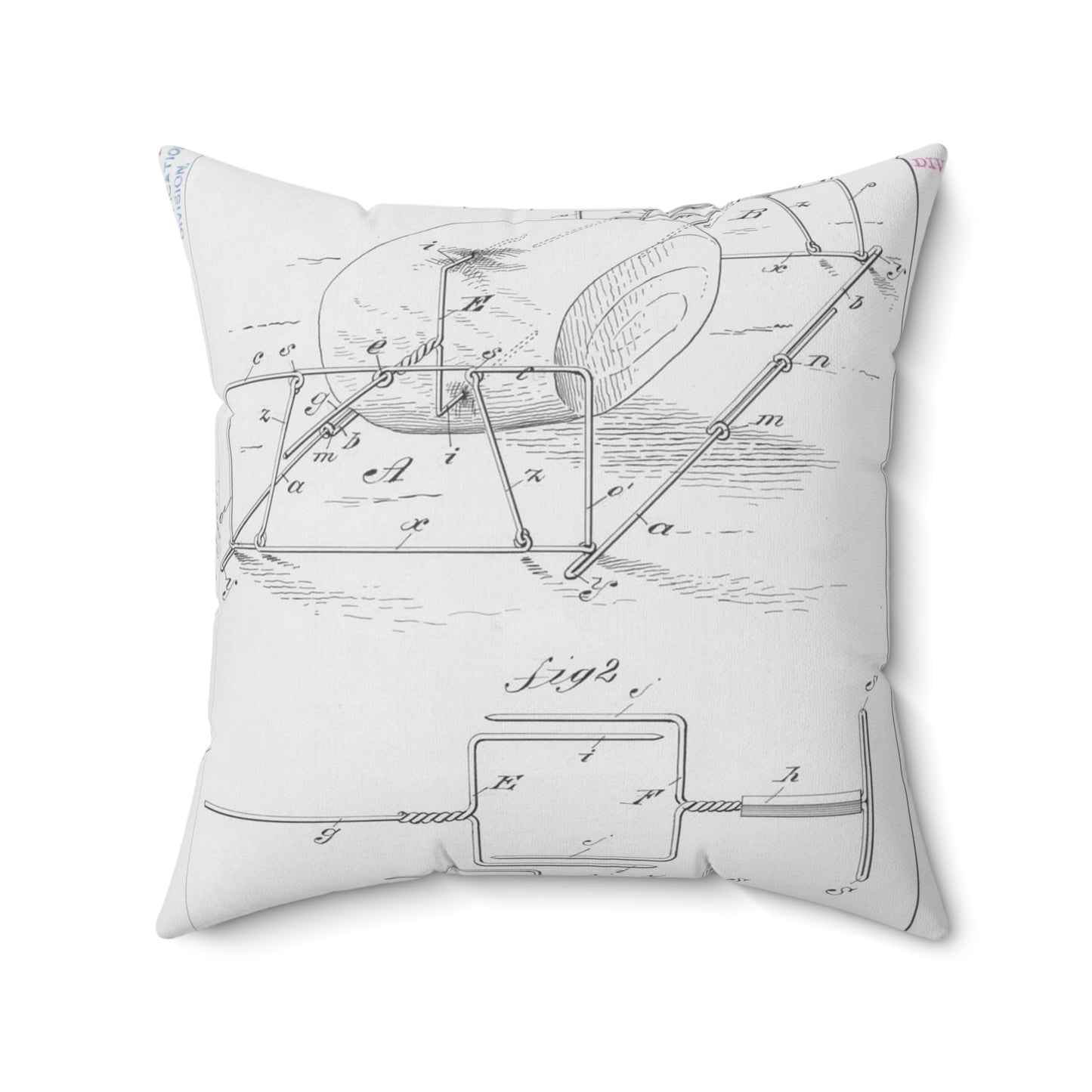 Patent drawing - for M. E. Knight's Spit Public domain image Decorative Accent Square Pillow