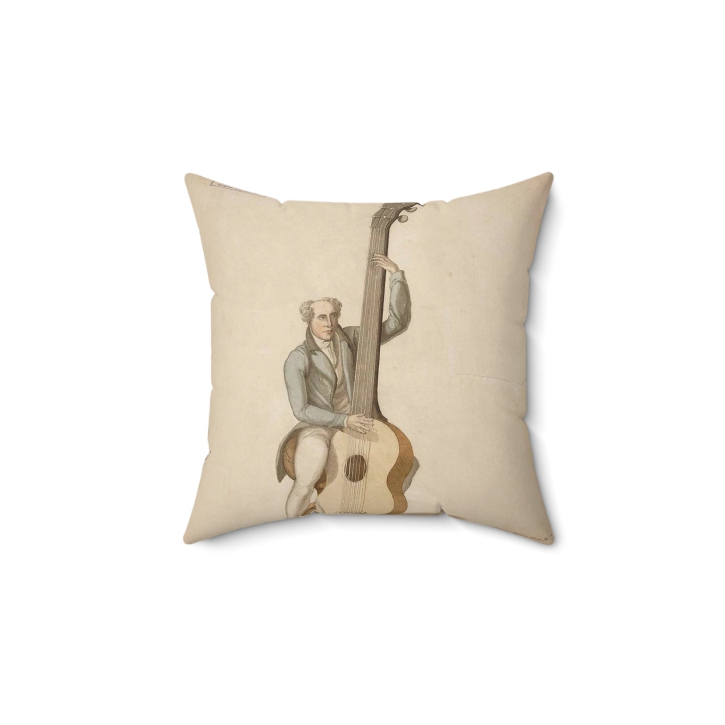 Patent drawing - Drawing of a Harp Guitar Public domain image Decorative Accent Square Pillow