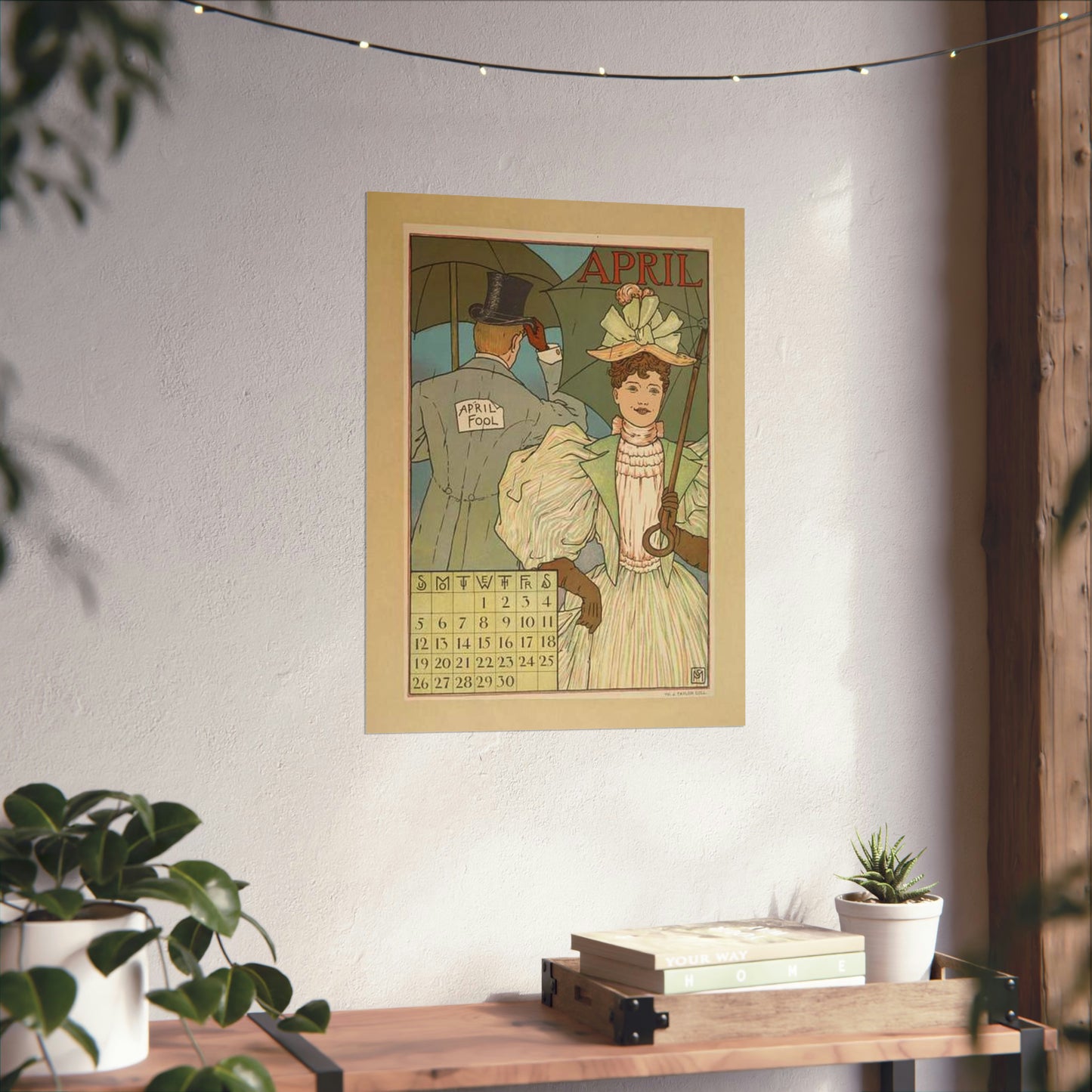 April, Art Nouveau Poster - Art nouveau public domain poster High Quality Matte Wall Art Poster for Home, Office, Classroom