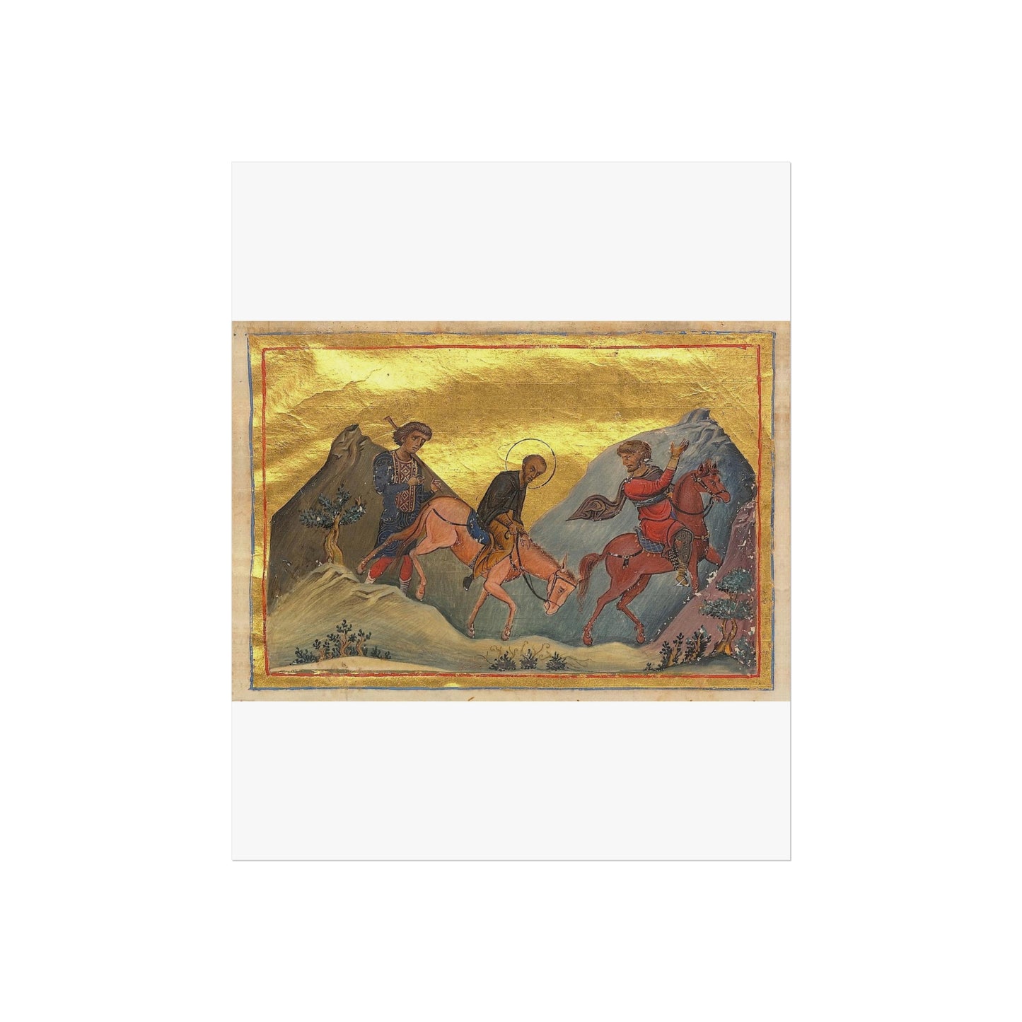 John Chrysostom in exile (Menologion of Basil II) High Quality Matte Wall Art Poster for Home, Office, Classroom - No watermark
