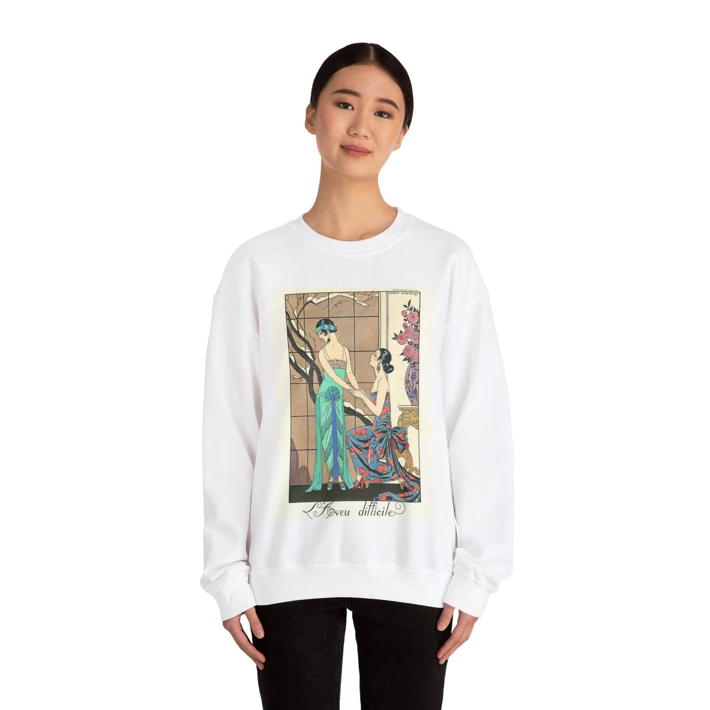 George Barbier - L'Aveu difficile - 1923 White Heavy Blend Adult Crew Neck SweatShirt