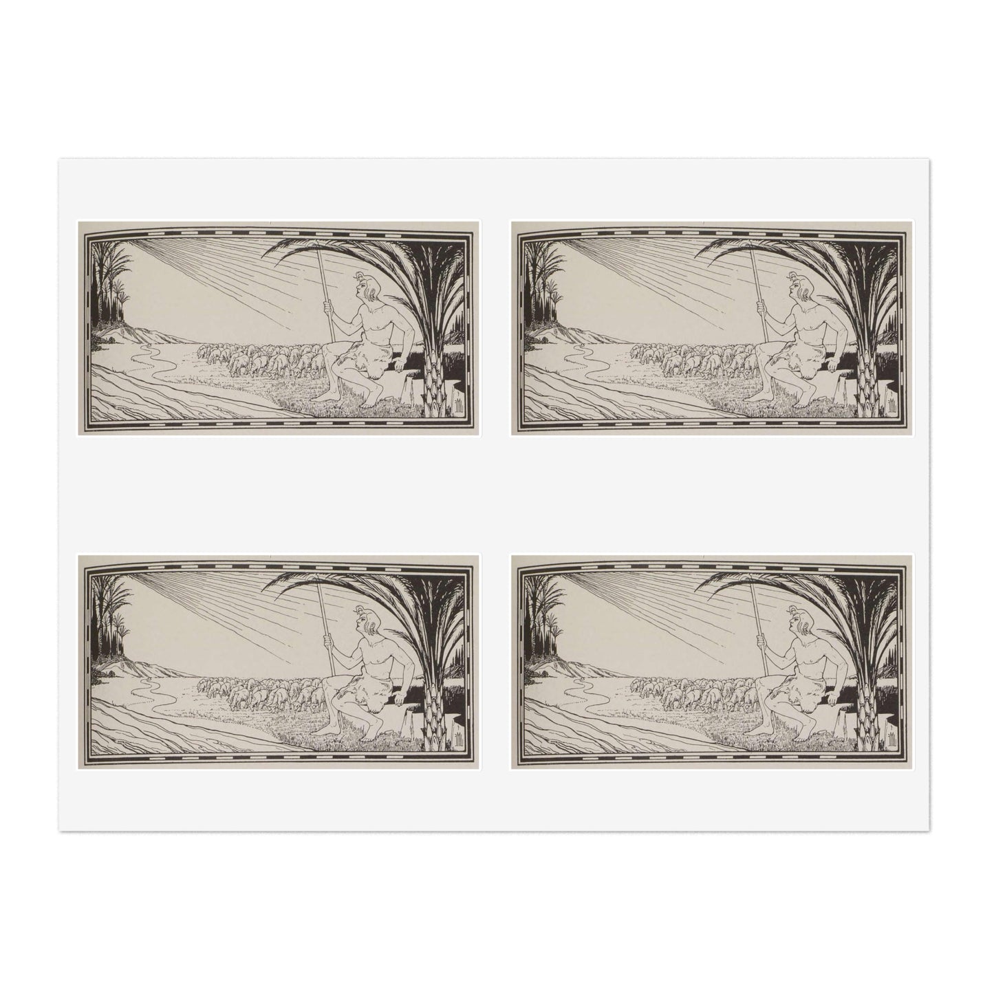 Abel der Hirte - Art nouveau public domain image Laminated UV Protective Vinyl Stickers