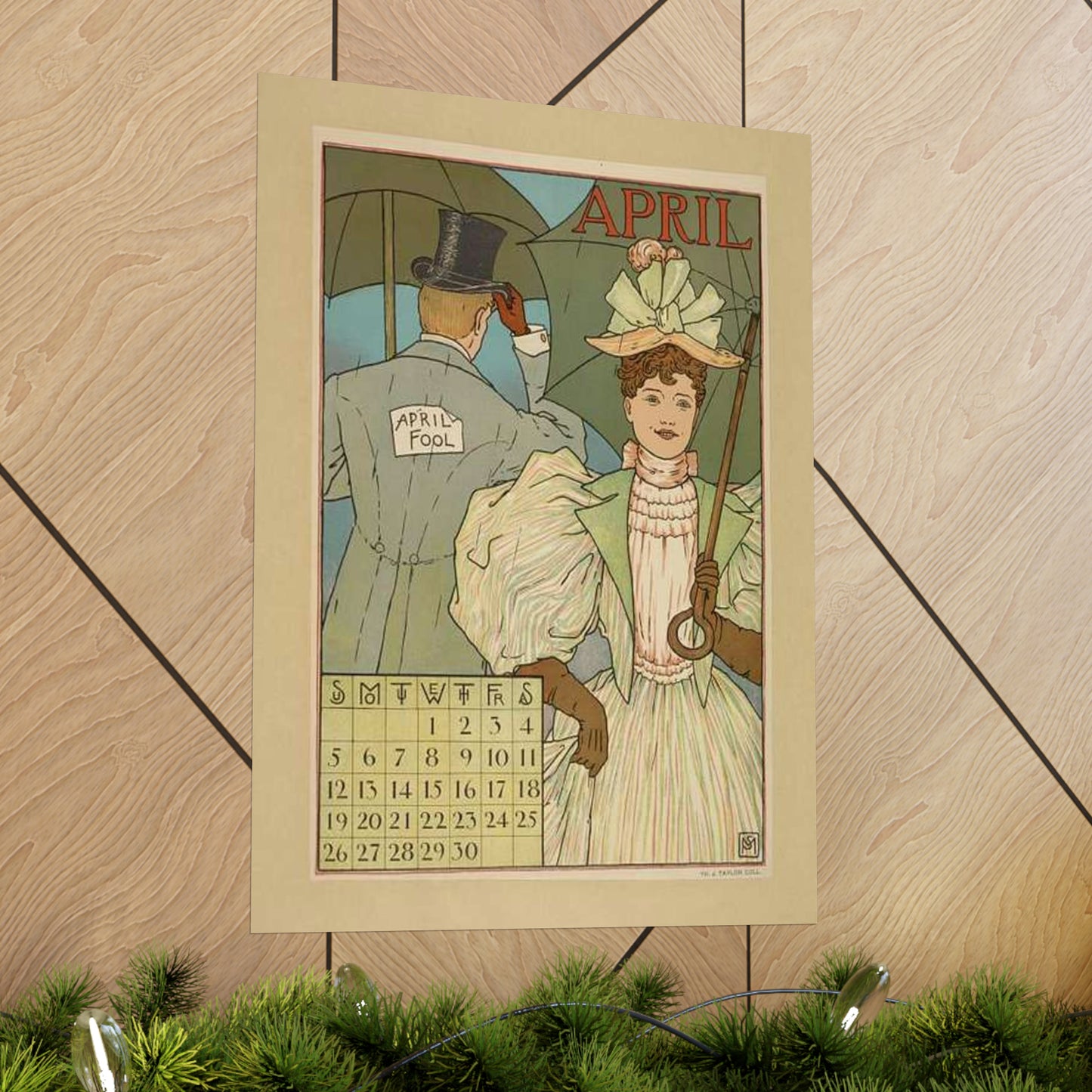 April, Art Nouveau Poster - Art nouveau public domain poster High Quality Matte Wall Art Poster for Home, Office, Classroom