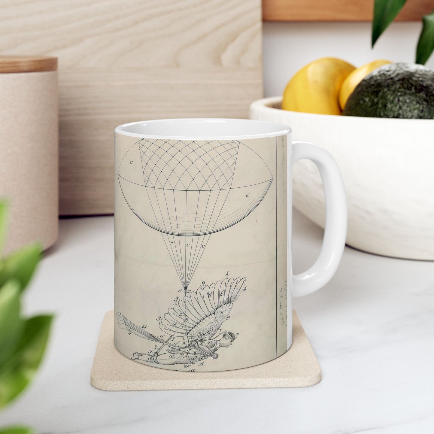 Patent drawing - for R. J. Spalding's Flying Machine Public domain image Beautiful Novelty Ceramic Coffee Mug 11oz
