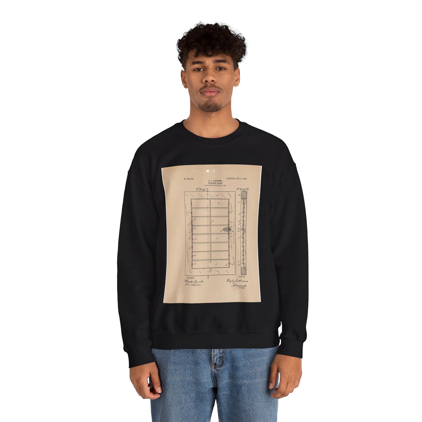 Patent Drawing of Engine - for a Window Blind Public domain image Black Heavy Blend Adult Crew Neck SweatShirt