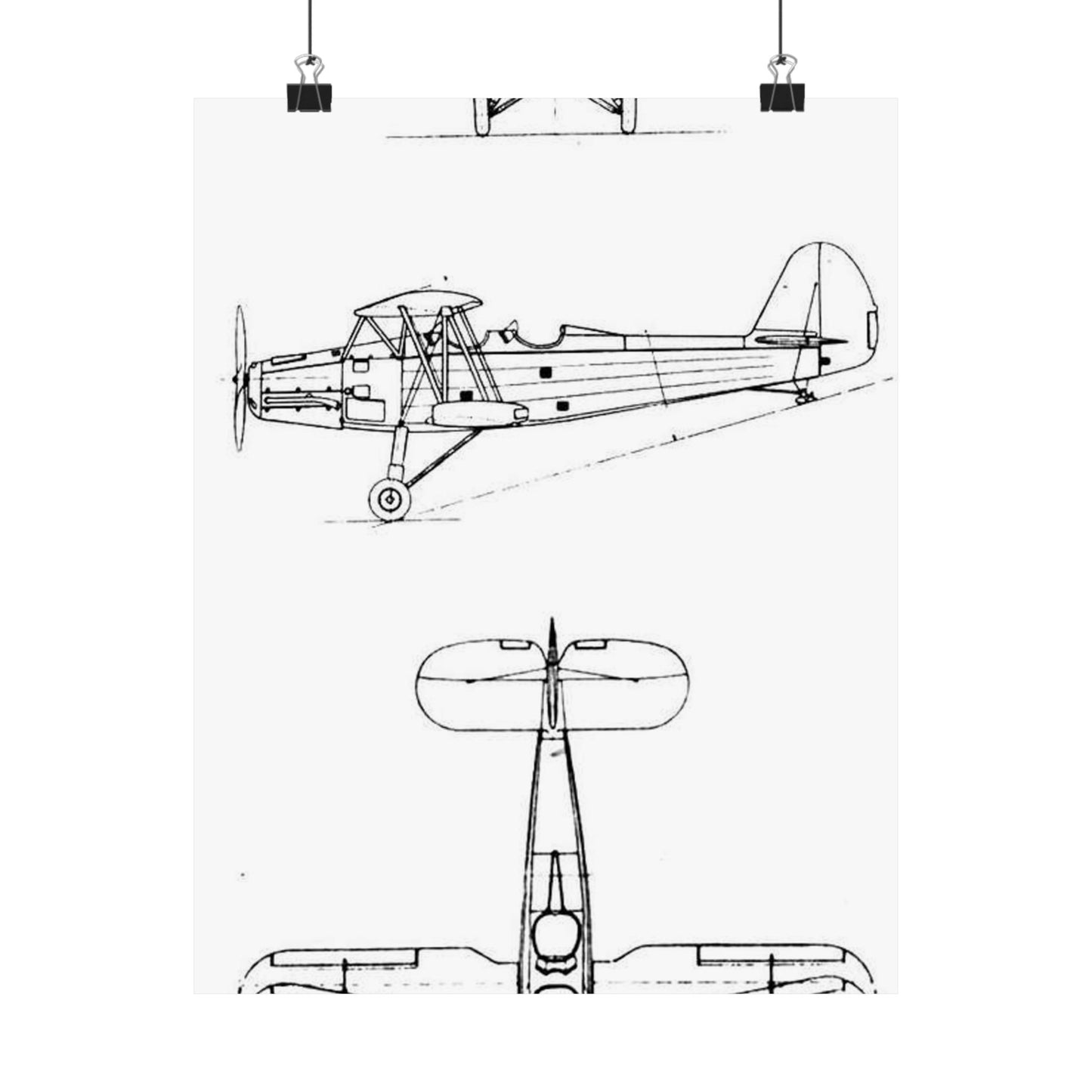 Patent drawing - Gotha Go.145 3-view L'Aerophile August 1937 Public domain image High Quality Matte Wall Art Poster for Home, Office, Classroom
