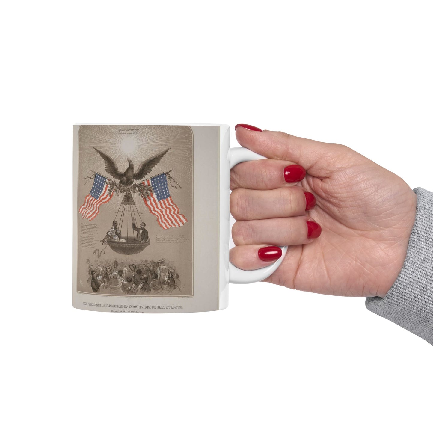 The American Declaration of Independence illustrated / Fabronious ; designed by R. Thayer ; L. Prang & Co. Lith., Boston. Beautiful Novelty Ceramic Coffee Mug 11oz