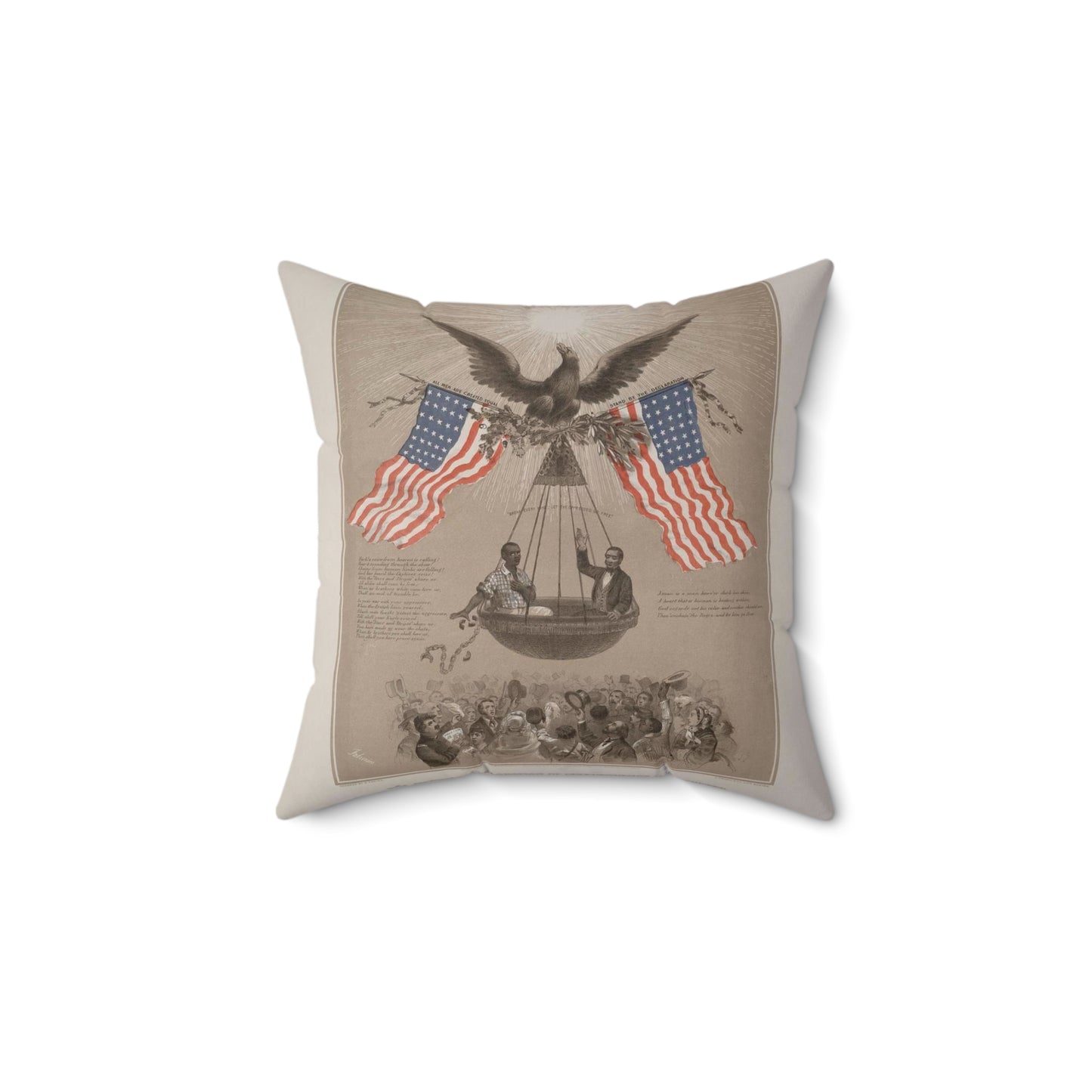 The American Declaration of Independence illustrated / Fabronious ; designed by R. Thayer ; L. Prang & Co. Lith., Boston. Decorative Accent Square Pillow