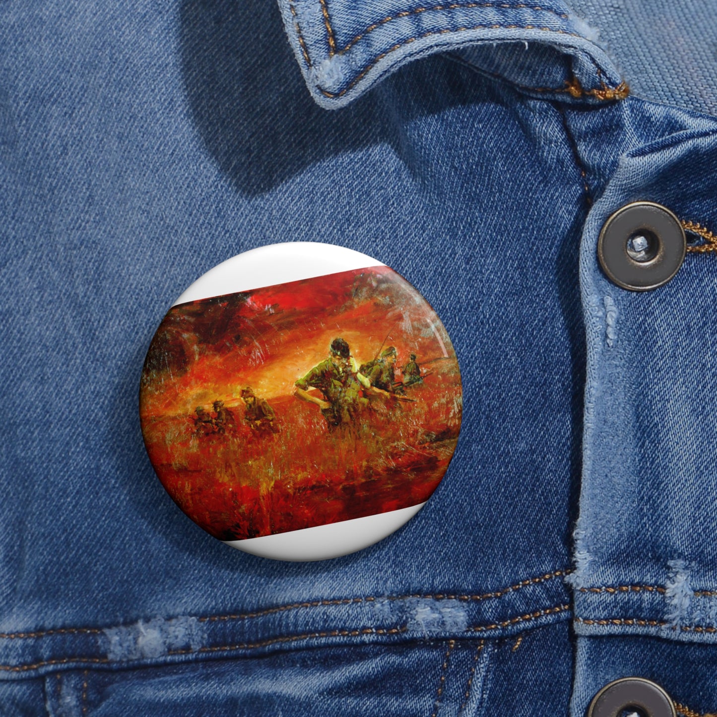 Artwork: "Man/Ready" Vietnam. Artist: Paul MAC Wiliams. Catalog Number: 1.141.87 Pin Buttons with Crisp Design