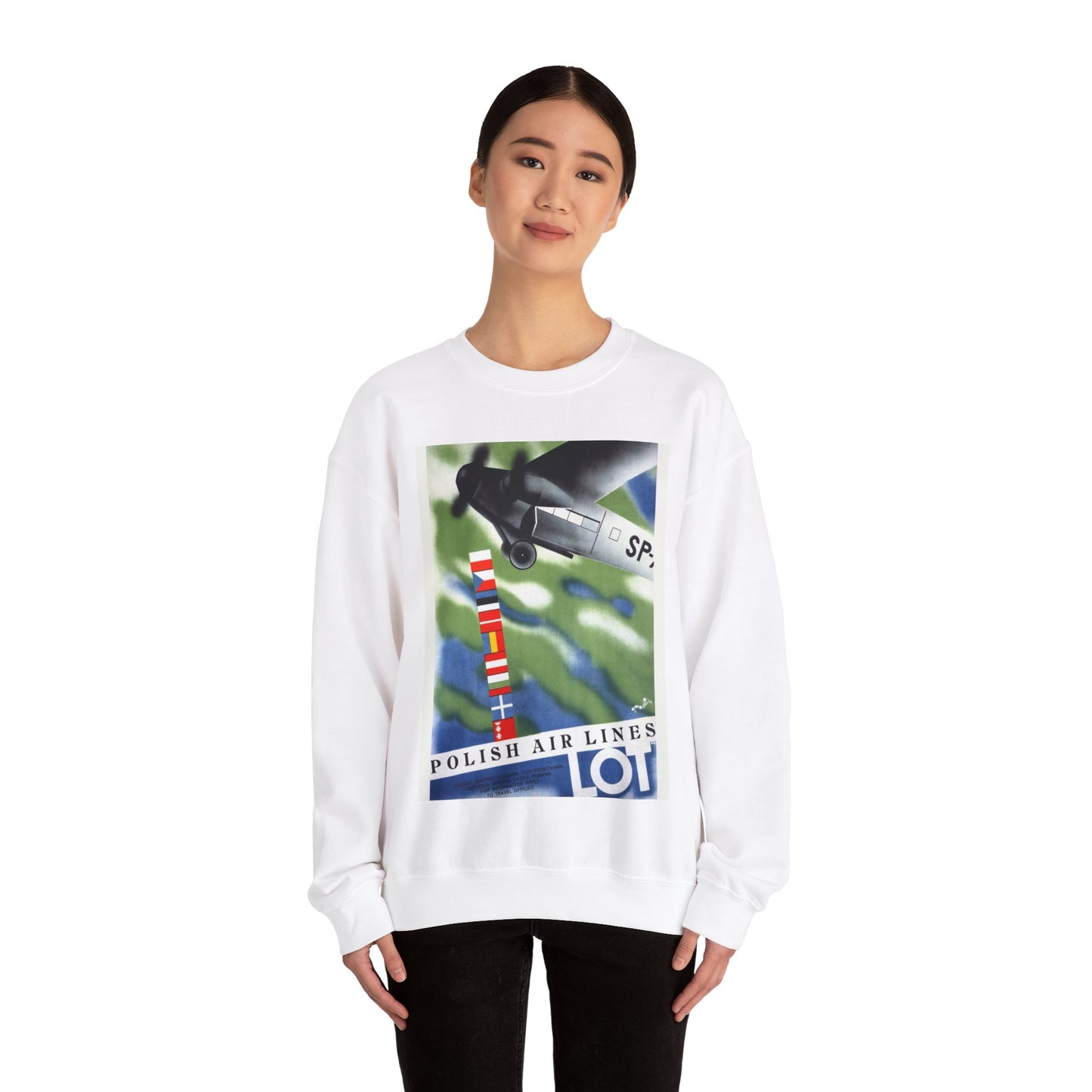 LOT. Vintage Travel Poster., Art Deco Poster White Heavy Blend Adult Crew Neck SweatShirt