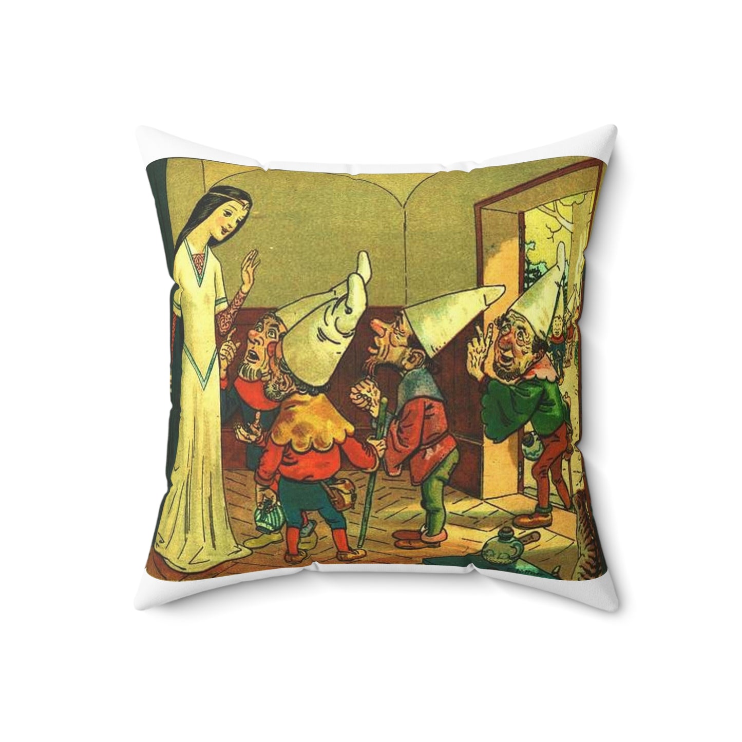 Franz Jüttner Schneewittchen 5 - Drawing. Public domain image. Decorative Accent Square Pillow