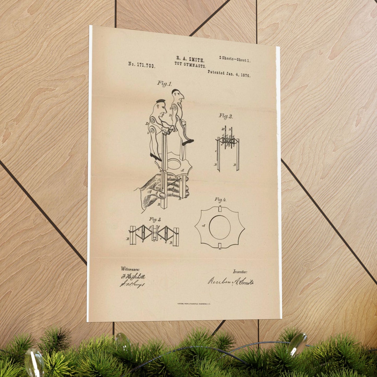 Patent drawing - for a Toy Gymnast Public domain image High Quality Matte Wall Art Poster for Home, Office, Classroom