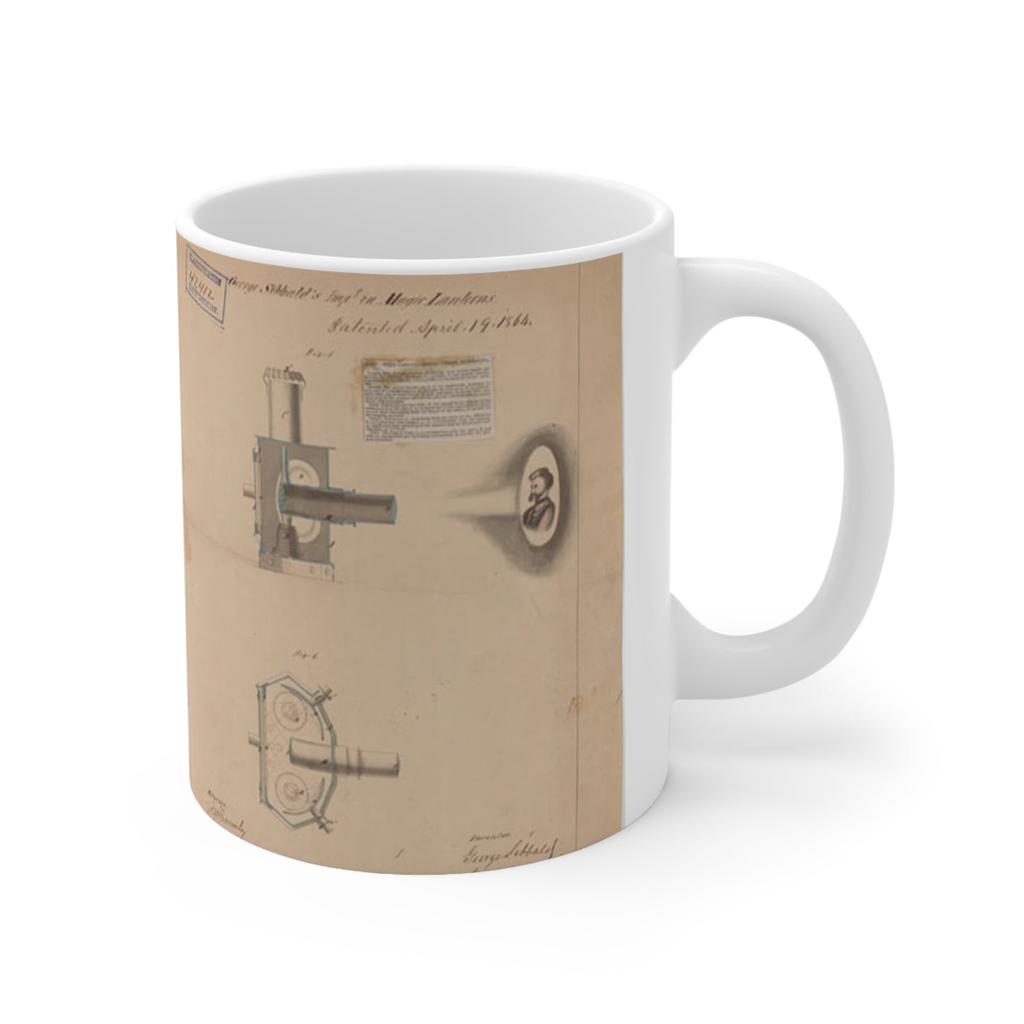 Patent drawing - Drawing of Improvement in Magic Lanterns Public domain image Beautiful Novelty Ceramic Coffee Mug 11oz