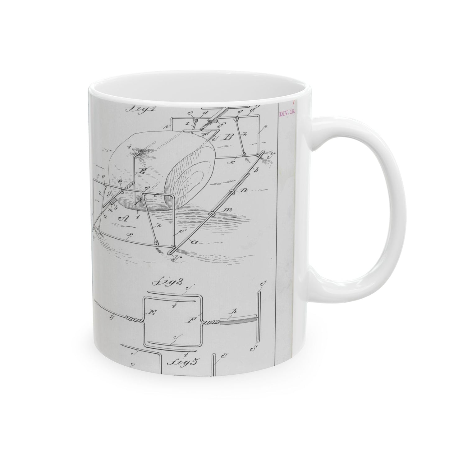 Patent drawing - for M. E. Knight's Spit Public domain image Beautiful Novelty Ceramic Coffee Mug 11oz