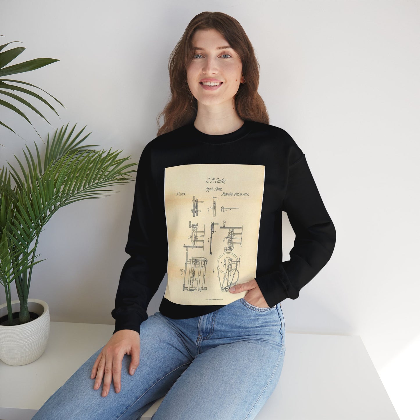 Patent Case File No. 6,789, Apple Parer, Inventor- Charles P. Carter - DPLA - 767ebd87a454e3f6cee54bd427792b6e (page 12) Black Heavy Blend Adult Crew Neck SweatShirt
