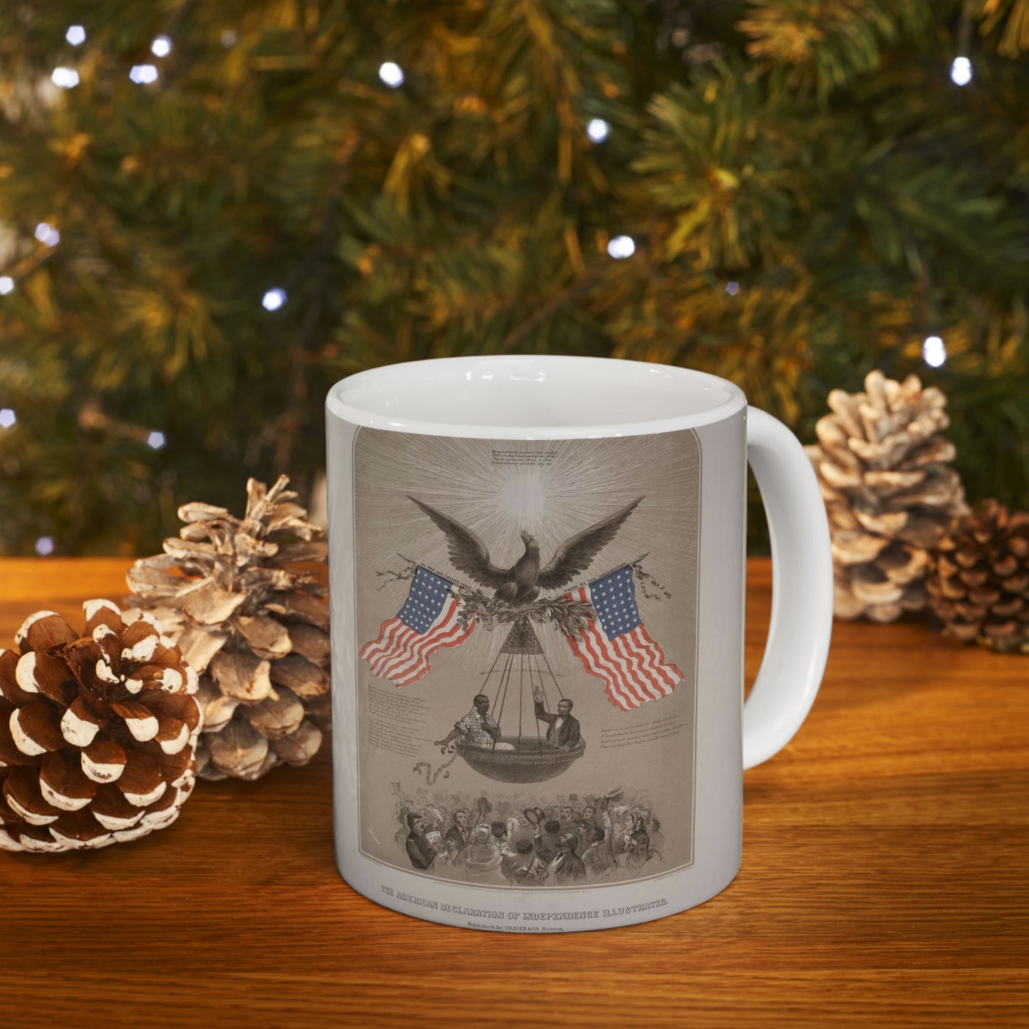 The American Declaration of Independence illustrated / Fabronious ; designed by R. Thayer ; L. Prang & Co. Lith., Boston. Beautiful Novelty Ceramic Coffee Mug 11oz