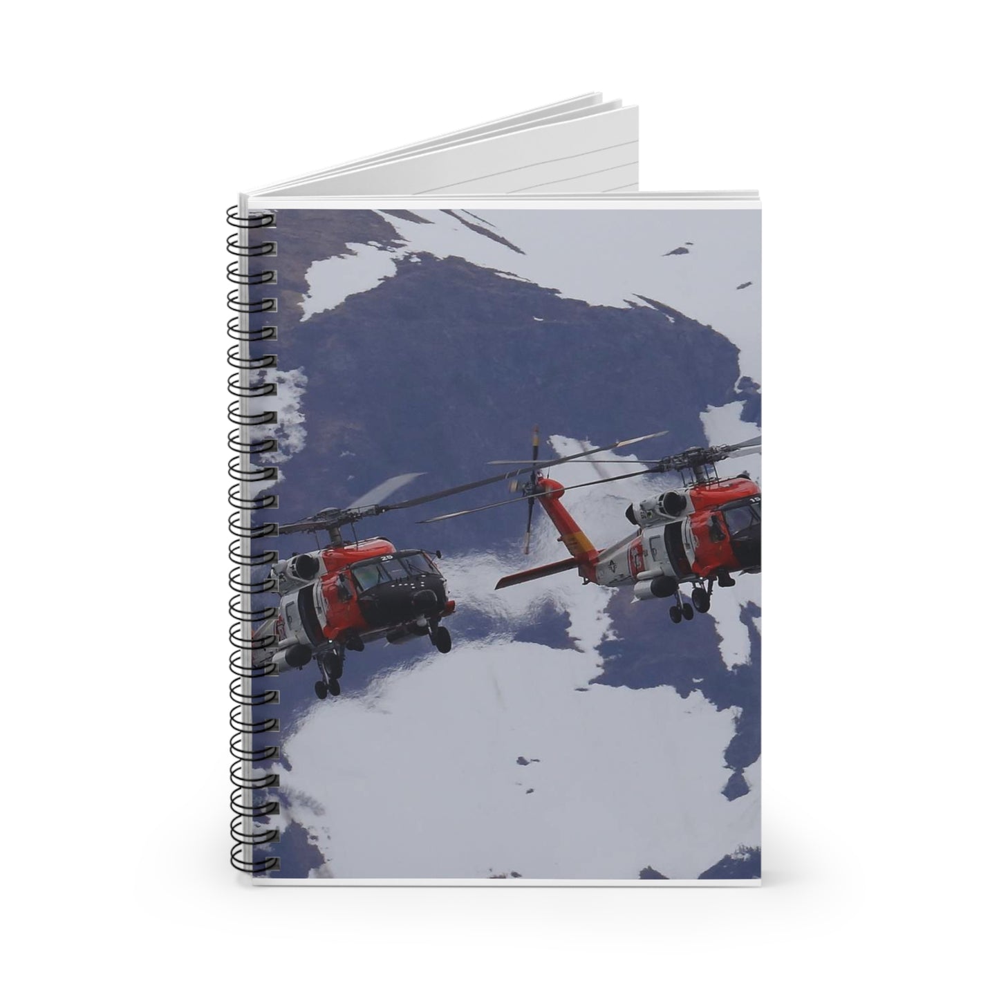Two Coast Guard Air Station Sitka MH-60 Jayhawk helicopter Spiral Bound Ruled Notebook with Printed Cover