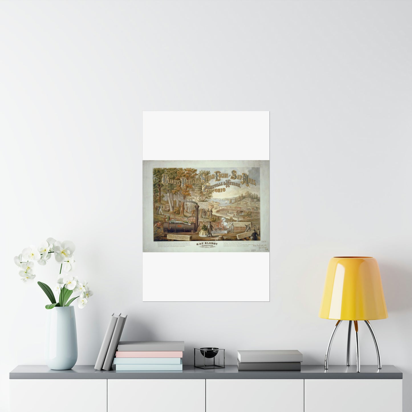 Blandy's portable steam engine and saw mills, Zanesville & Newark Ohio High Quality Matte Wall Art Poster for Home, Office, Classroom