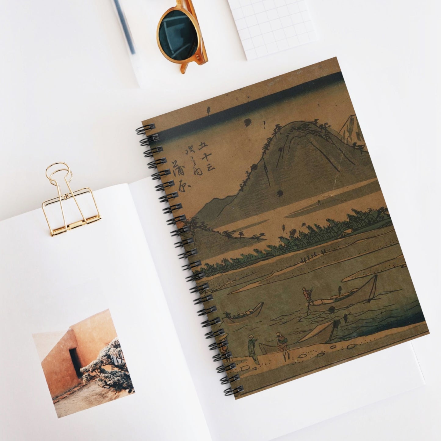 Utagawa Hiroshige - Kanbara, Andō Hiroshige, depicting Mount Fuji Spiral Bound Ruled Notebook with Printed Cover