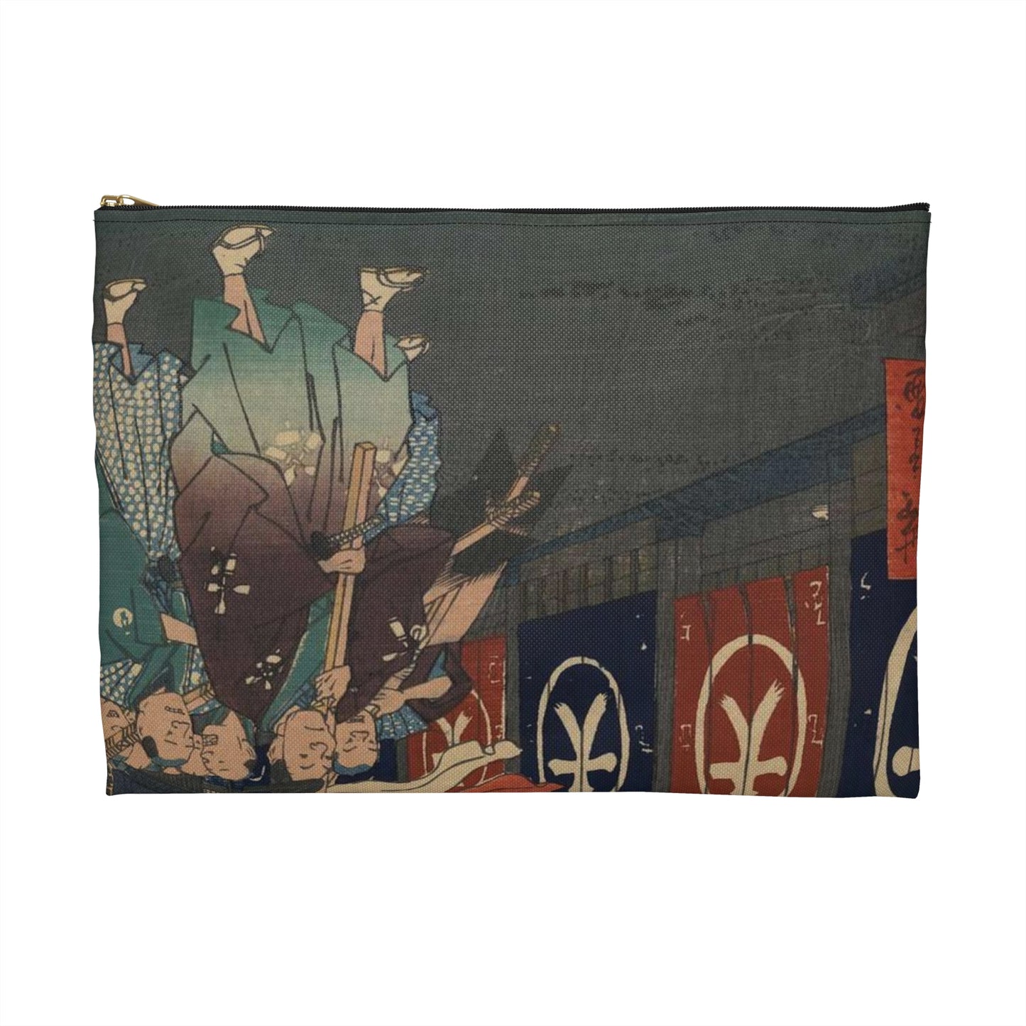 Gajō icchō, Ando Hiroshige - Public domain portrait drawing Large Organizer Pouch with Black Zipper