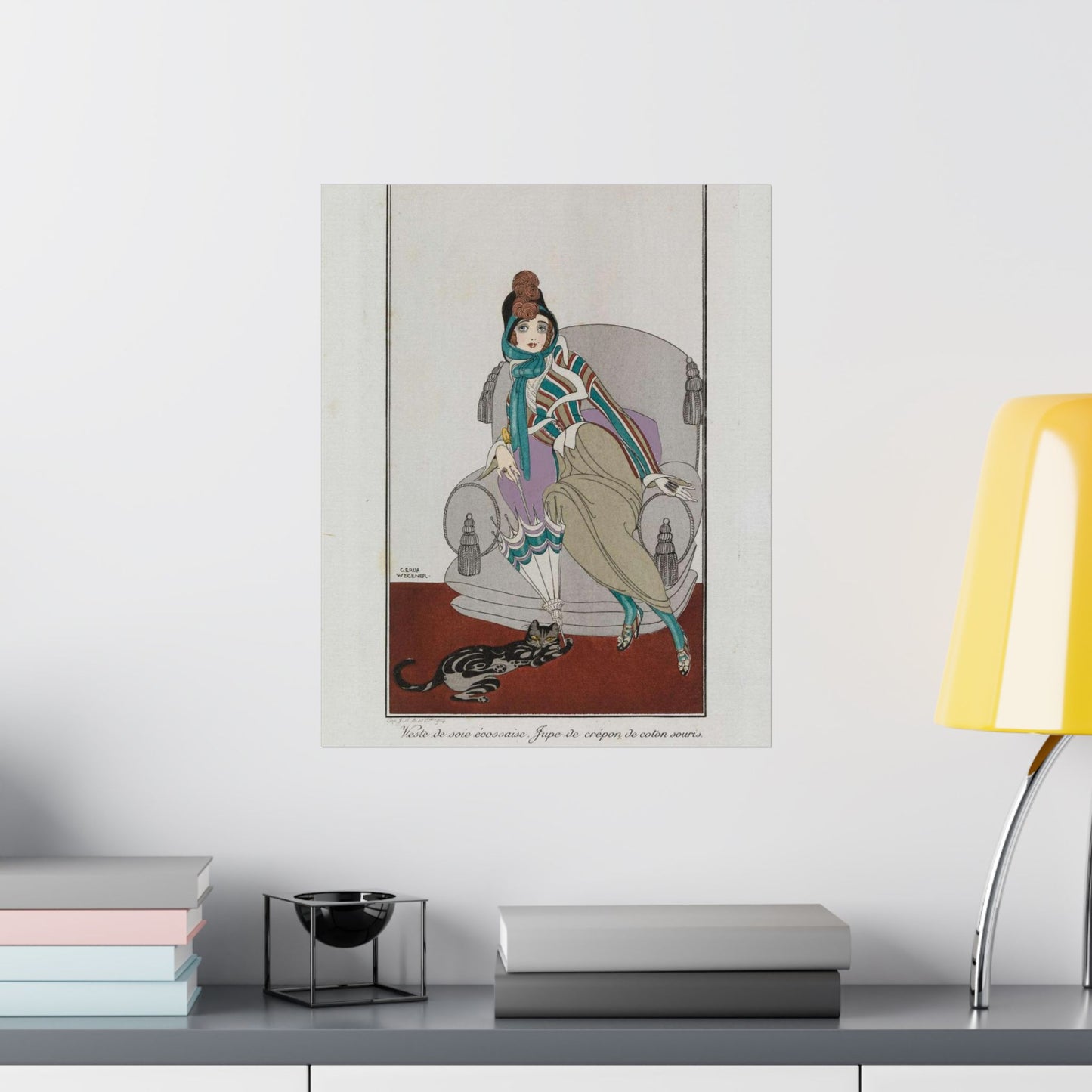 Jacket and skirt (Veste de soie écossaise. Jupe de crépon de coton souris) (CBL WEp 0946) High Quality Matte Wall Art Poster for Home, Office, Classroom