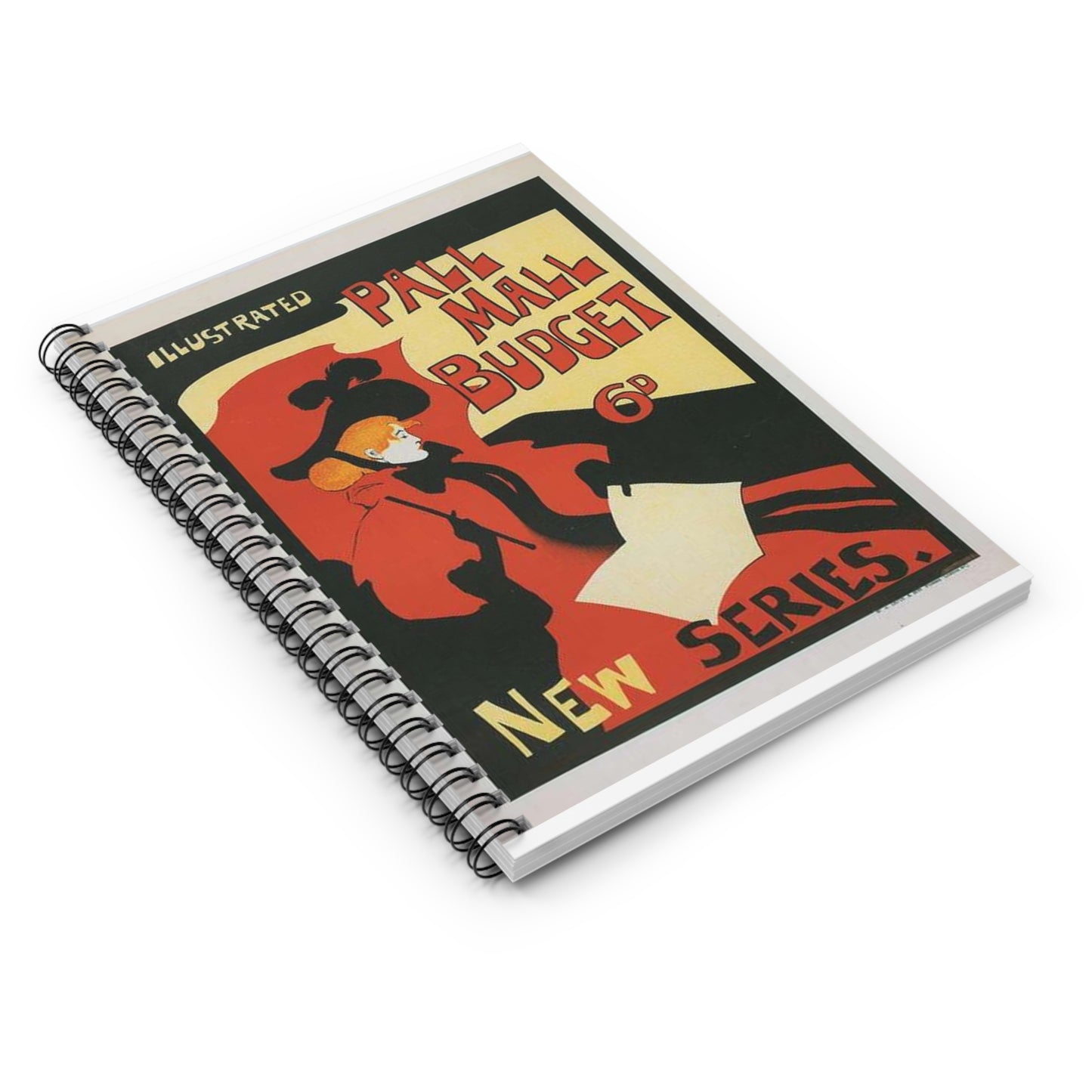 Affiche anglaise pour la revue hebdomadaire "Illustrated Pall Mall Budget". Spiral Bound Ruled Notebook with Printed Cover