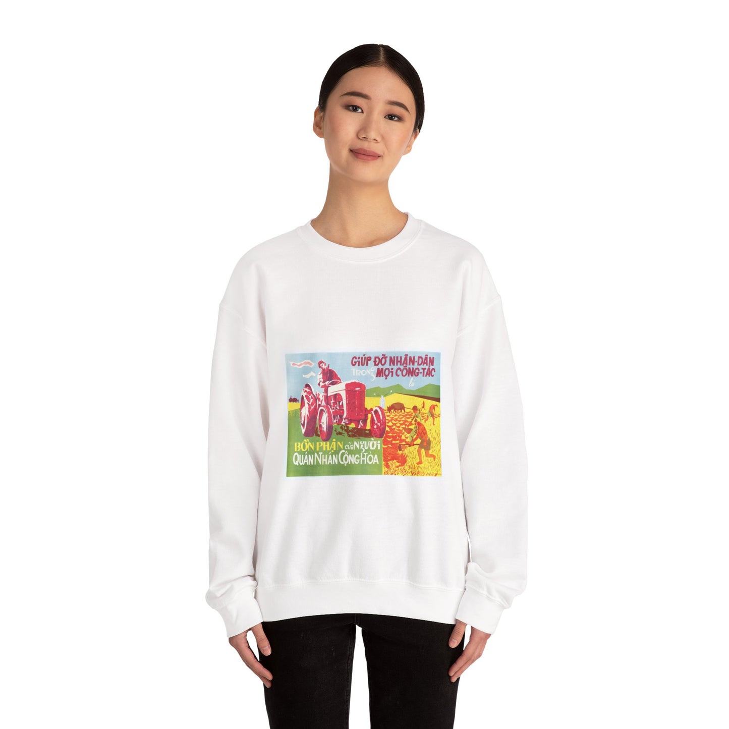 Army Helps People, United States information service propaganda White Heavy Blend Adult Crew Neck SweatShirt