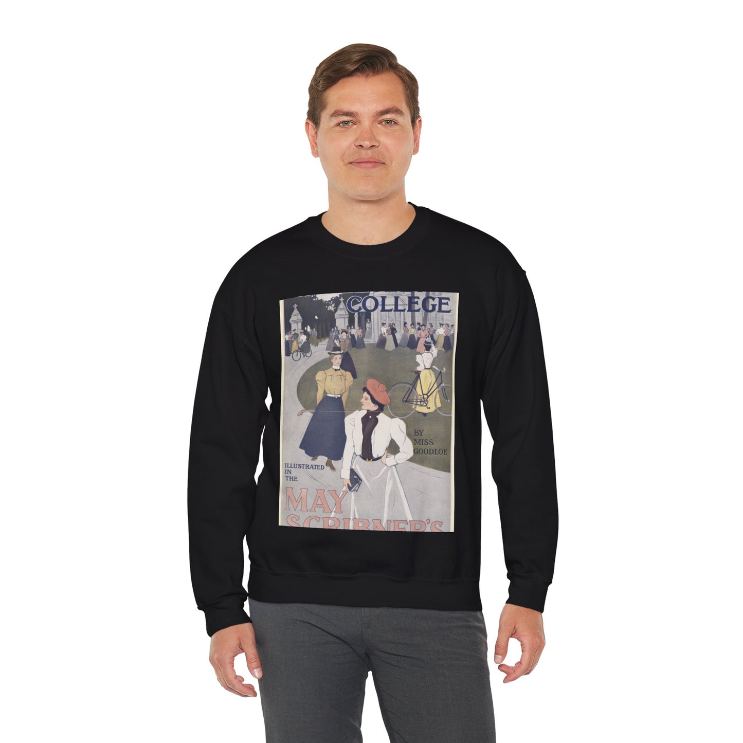 Wellesley College illustrated in the May Scribner's Black Heavy Blend Adult Crew Neck SweatShirt