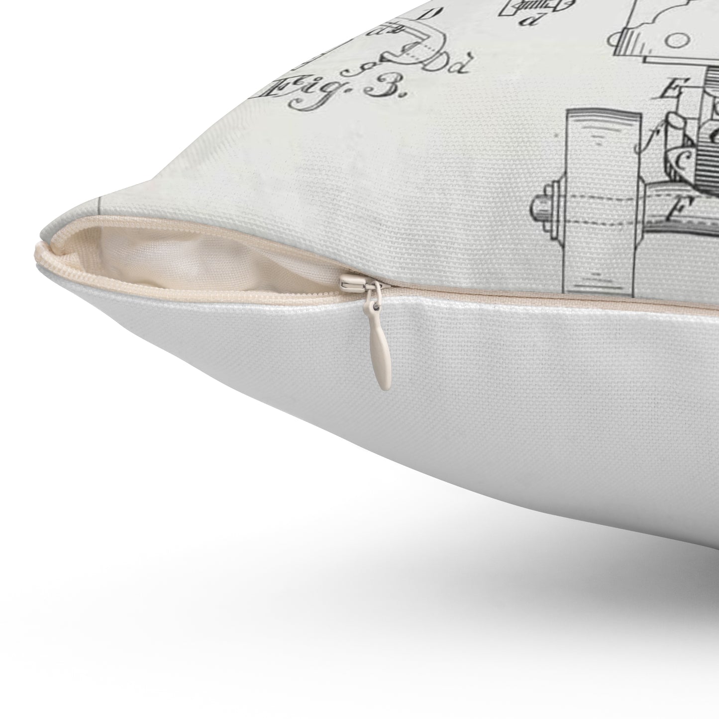 Patent drawing - for F. A. Combes' Roller Skate Public domain image Decorative Accent Square Pillow