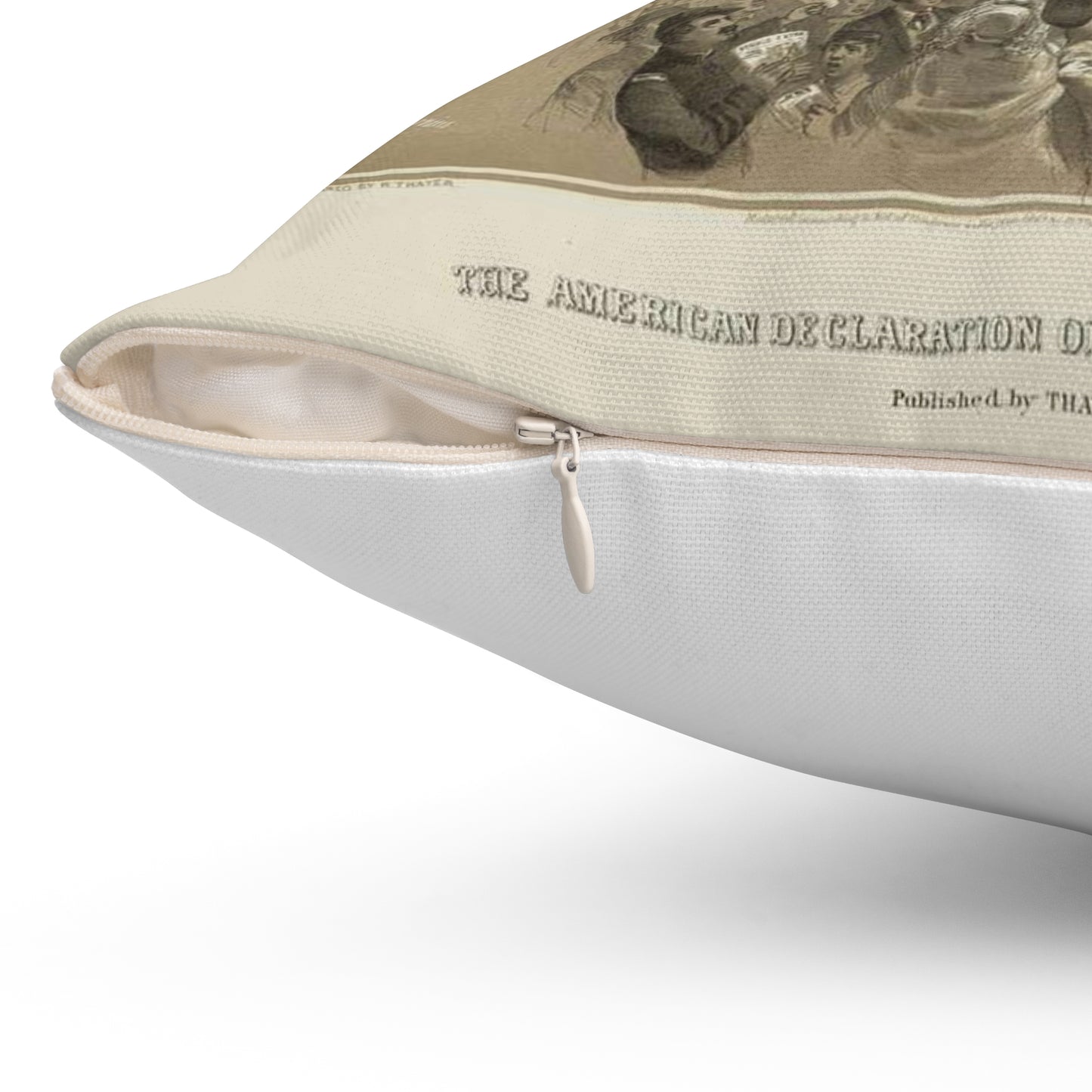 The American Declaration of Independence illustrated / Fabronious ; designed by R. Thayer ; L. Prang & Co. Lith., Boston. Decorative Accent Square Pillow