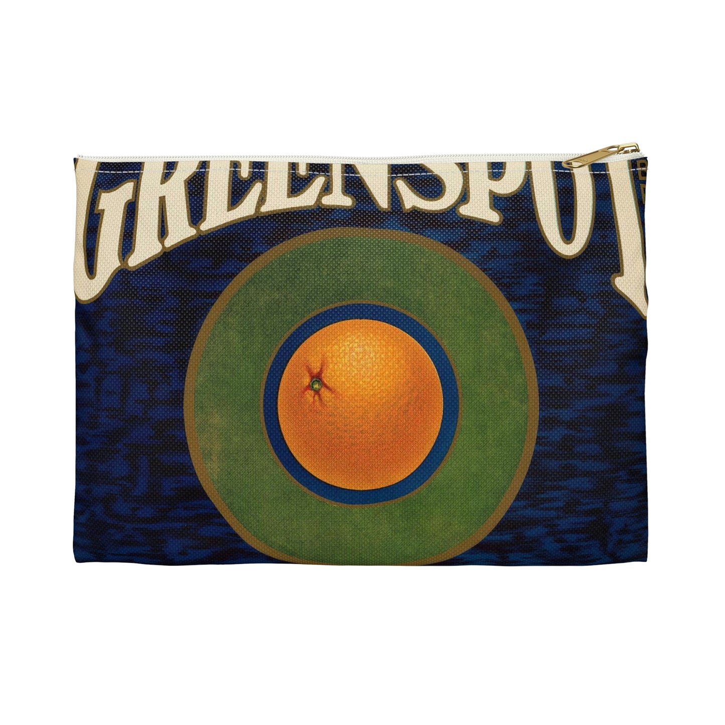 Greenspot Brand: Gold Buckle Association, East Highlands, California Large Organizer Pouch with Black Zipper