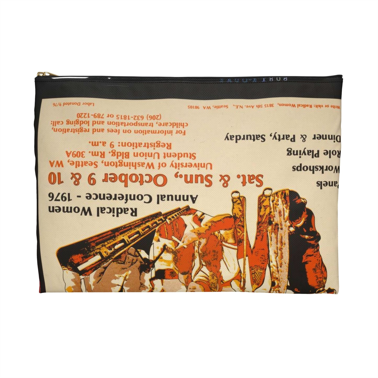 A new era for women workers, minority women and lesbians Large Organizer Pouch with Black Zipper