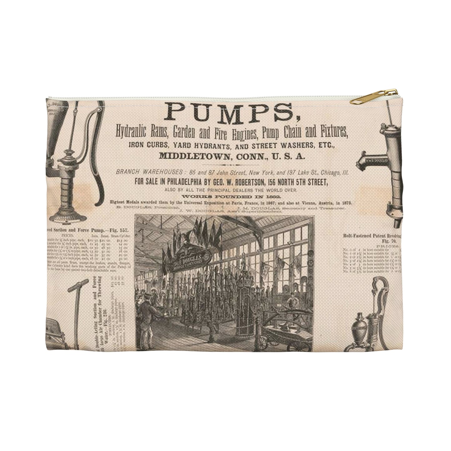 W. & B. Douglas, the oldest and most extensive manufacturers in the world of pumps Large Organizer Pouch with Black Zipper