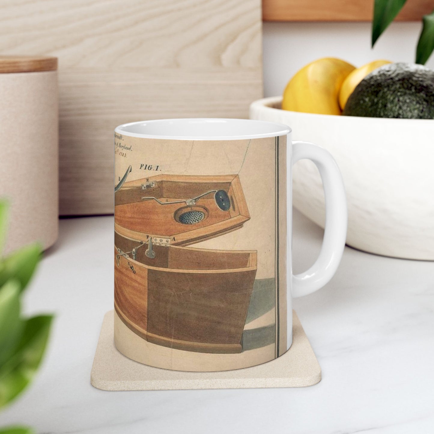 Patent drawing - Drawing for a Life - Preserving Coffin Public domain image Beautiful Novelty Ceramic Coffee Mug 11oz