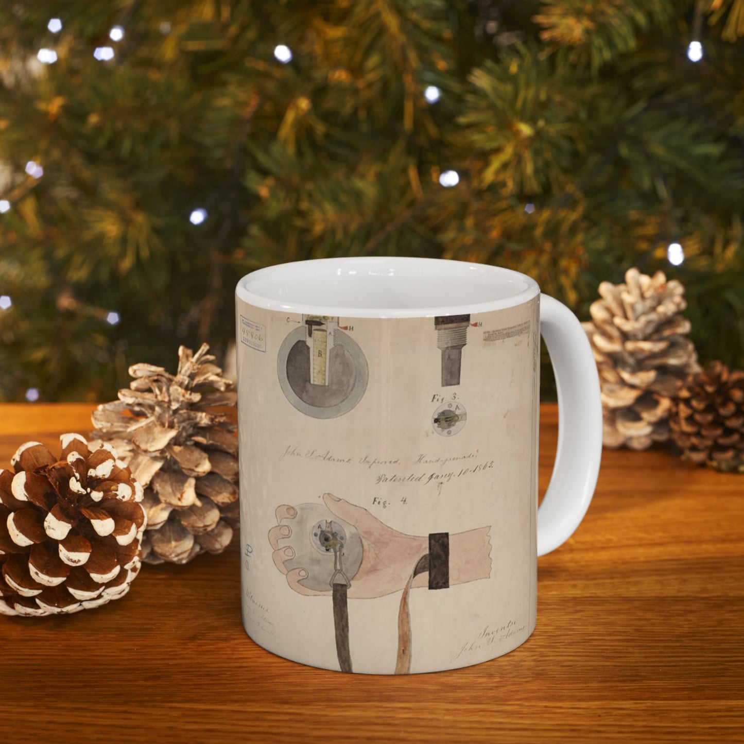 Patent drawing - Drawing of Improved Hand Grenade Public domain image Beautiful Novelty Ceramic Coffee Mug 11oz