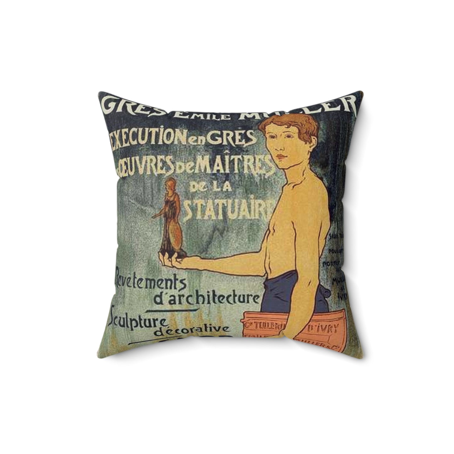 Affiche pour la "Grande Tuilerie d'Ivry" (Usine Émile Muller). Decorative Accent Square Pillow